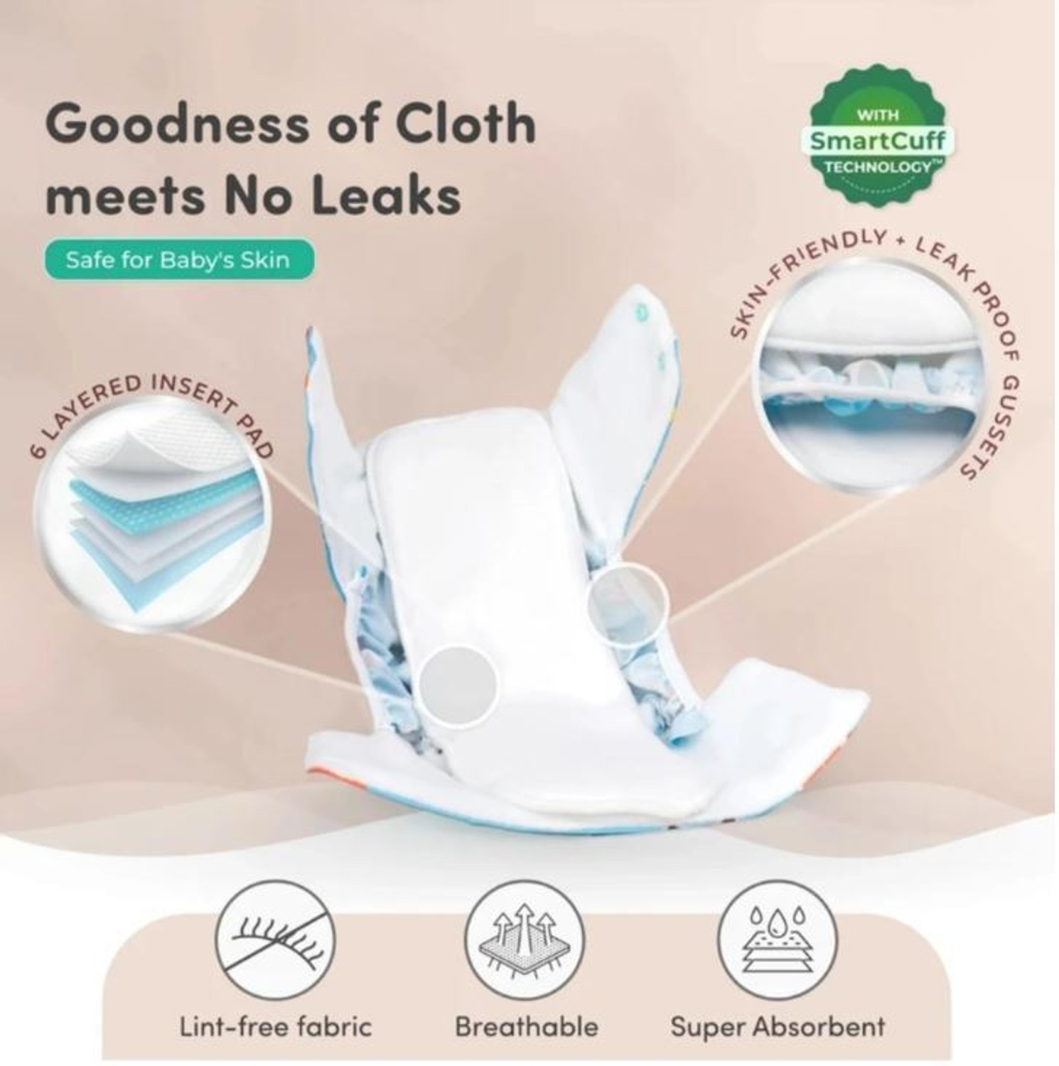 Image of chhotu care Reusable Baby Cotton Cloth Diapers - Adjustable & Washable For 0-3 years Baby