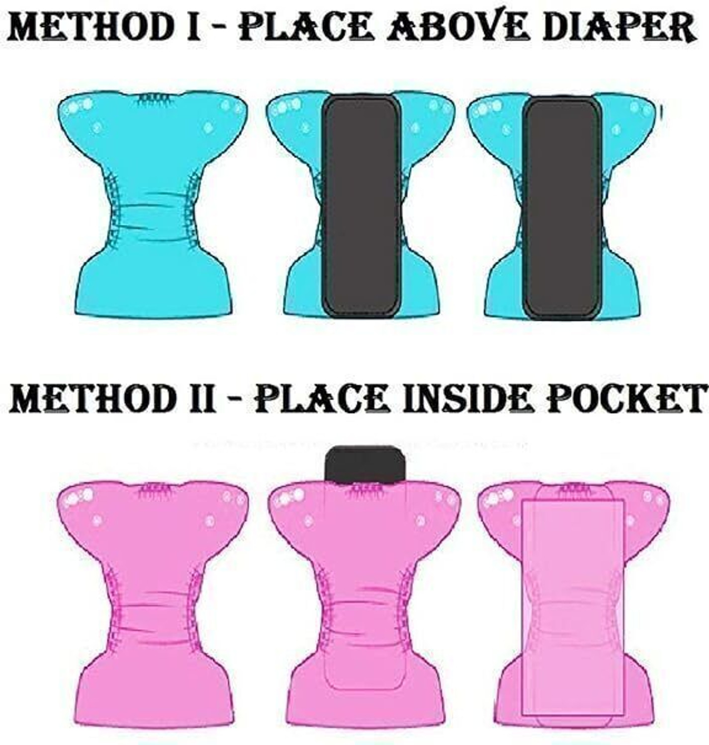 Image of AEREX Reusable Baby Cotton 4 Cloth Diapers & 4 White Insert Pads For 0 to 3 Years