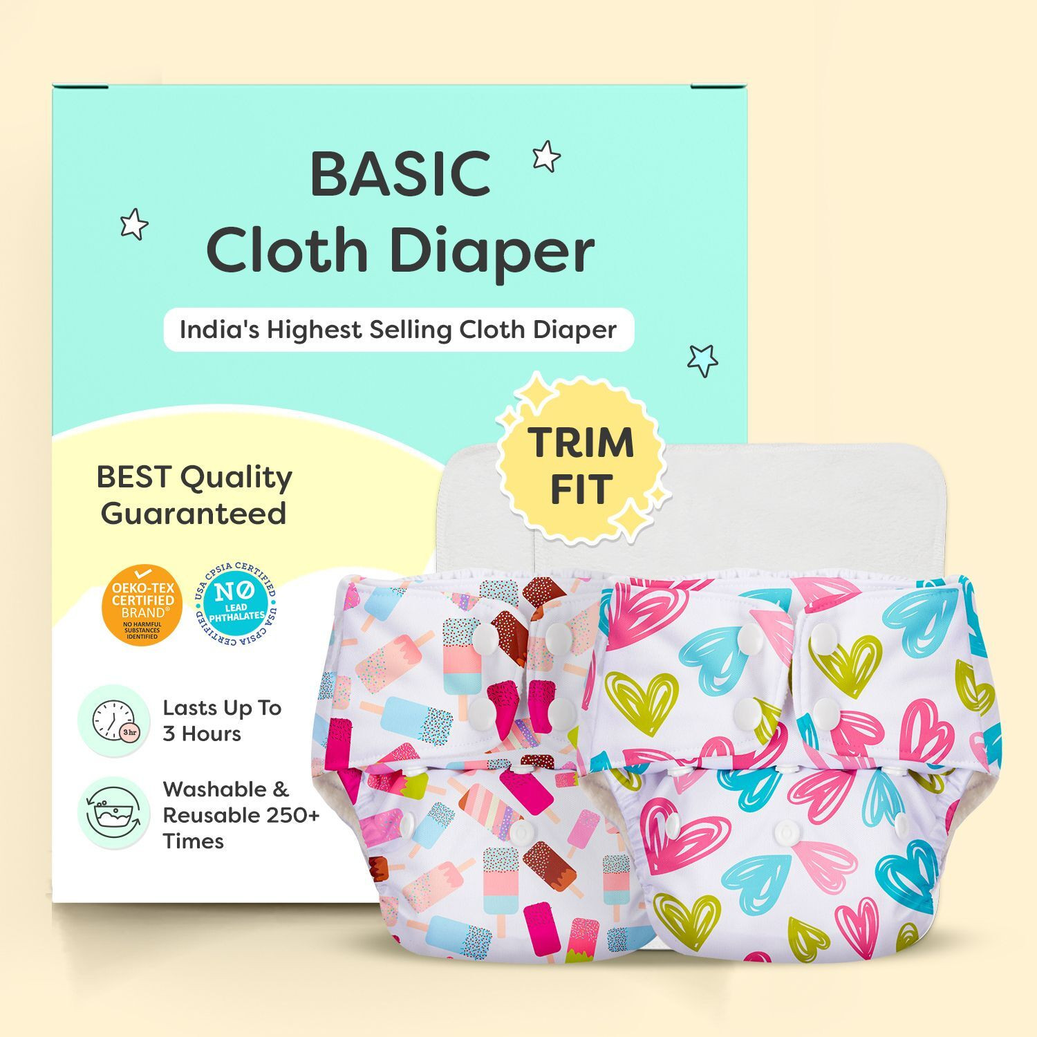 Image of Superbottoms BASIC New Trimmer Cloth Diapers for Babies | Reusable & Adjustable | 3M - 3Y