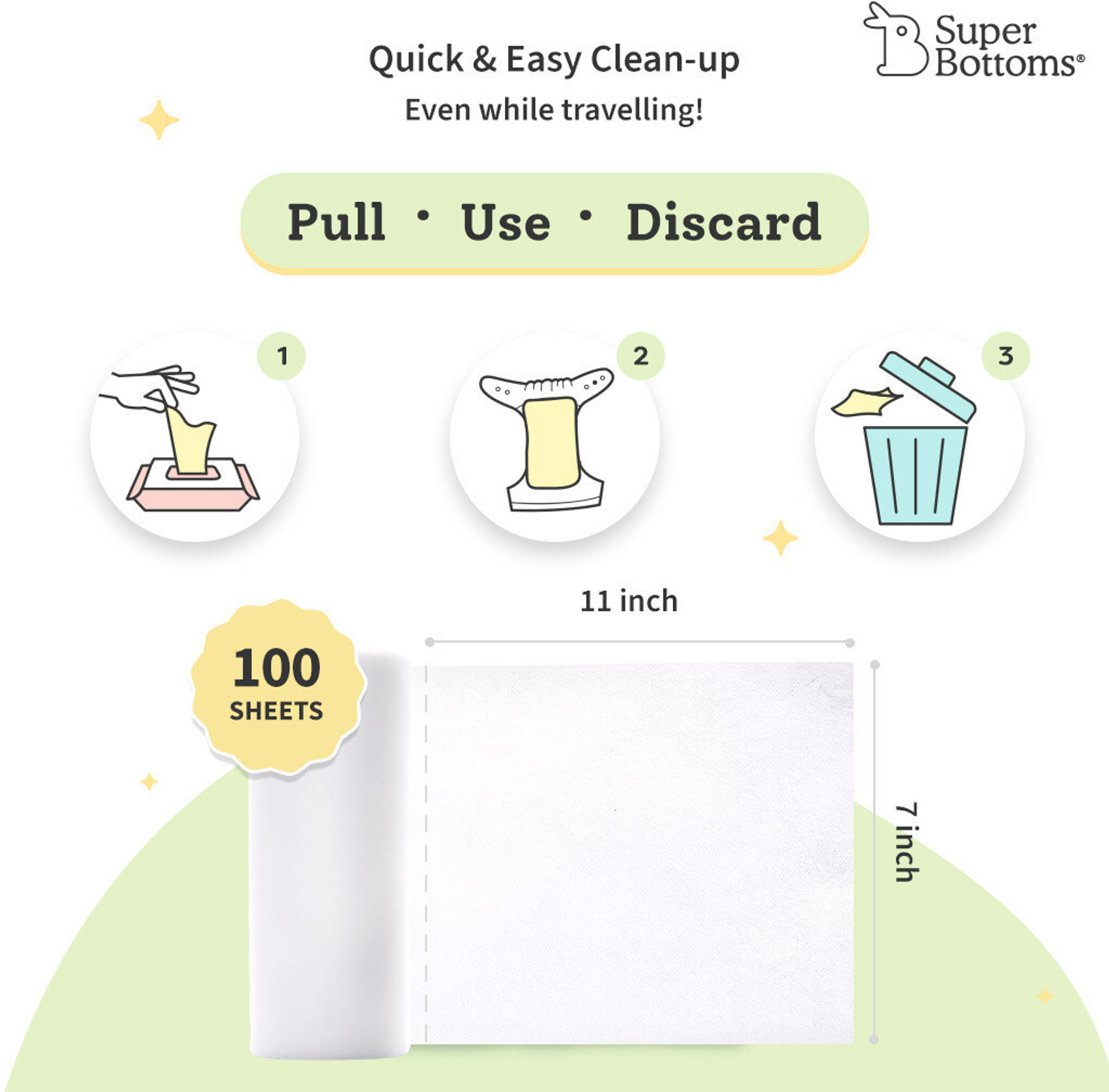 Image of Superbottoms Disposable Easy Clean Top Sheets, Diaper Liner, Toxin-Free, Biodegradable