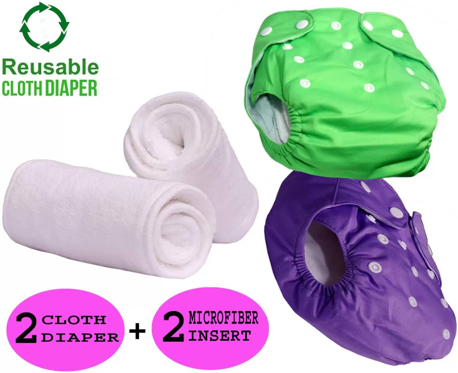 Rangmor Washable & Waterproof Nappy With Insert 2+2 Adjustable For Age 0 - 30 Months.