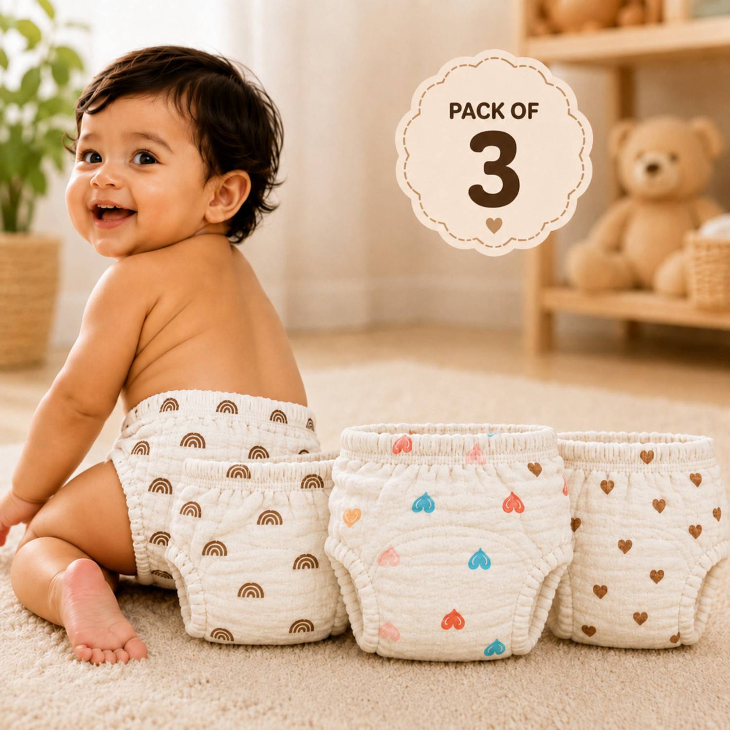 Reusable, Soft, Absorbent & Breathable Padded Underwear (Pack or 3) - Image 1