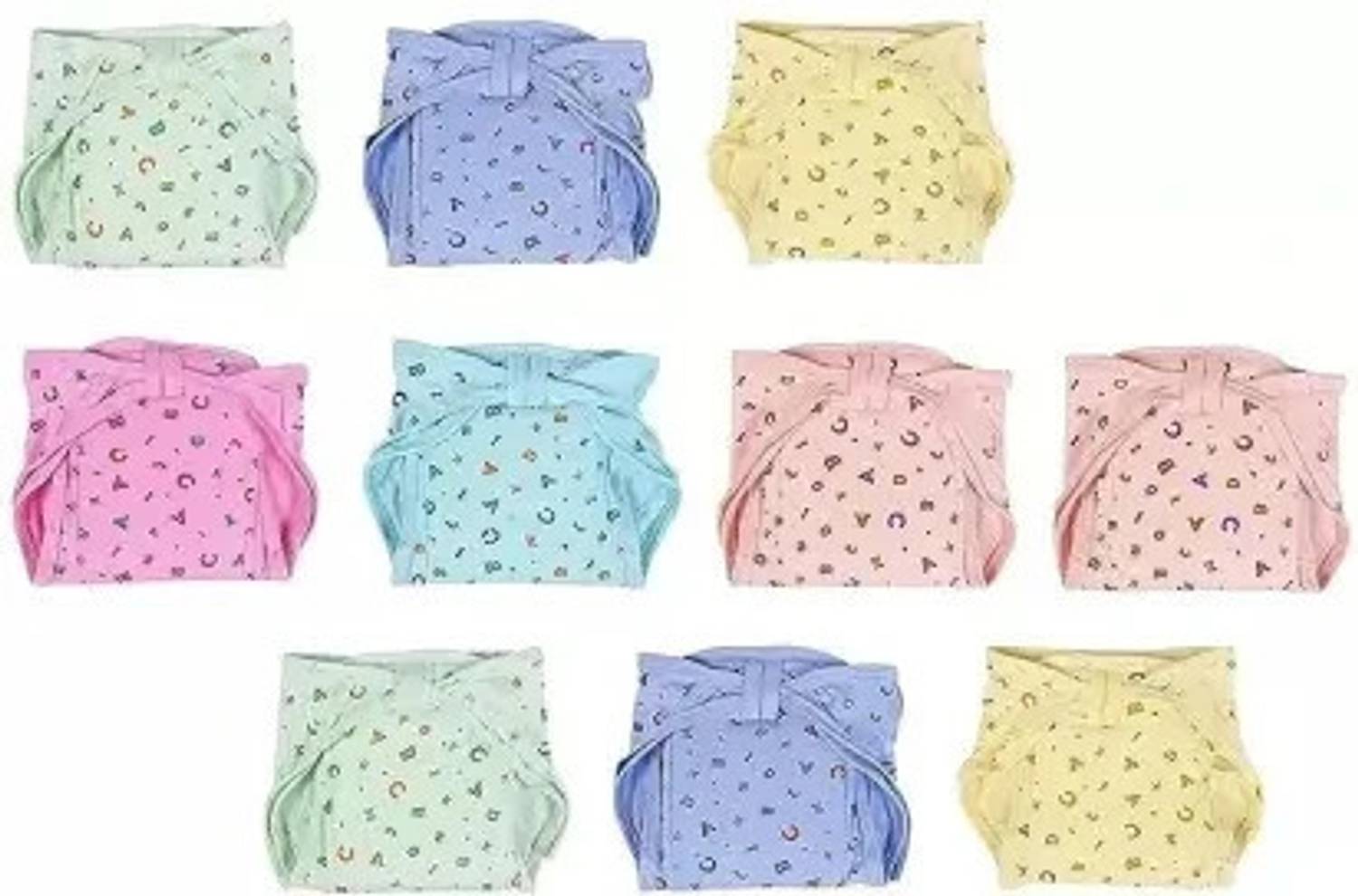 Noniu New Born Washable Reusable Hosiery Cotton Diapers Langot 0-6 Months Pack of 10