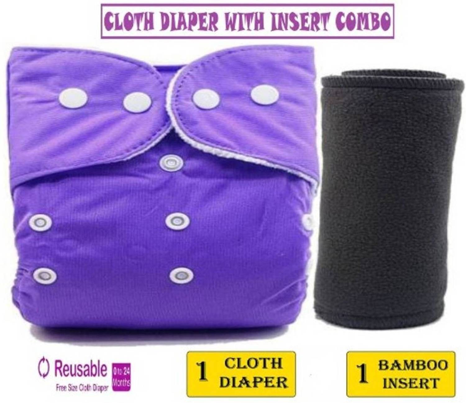 Little Warriors Adjustable, Reusable, Washable Cloth Diaper 1 Piece with 5 Layer Insert