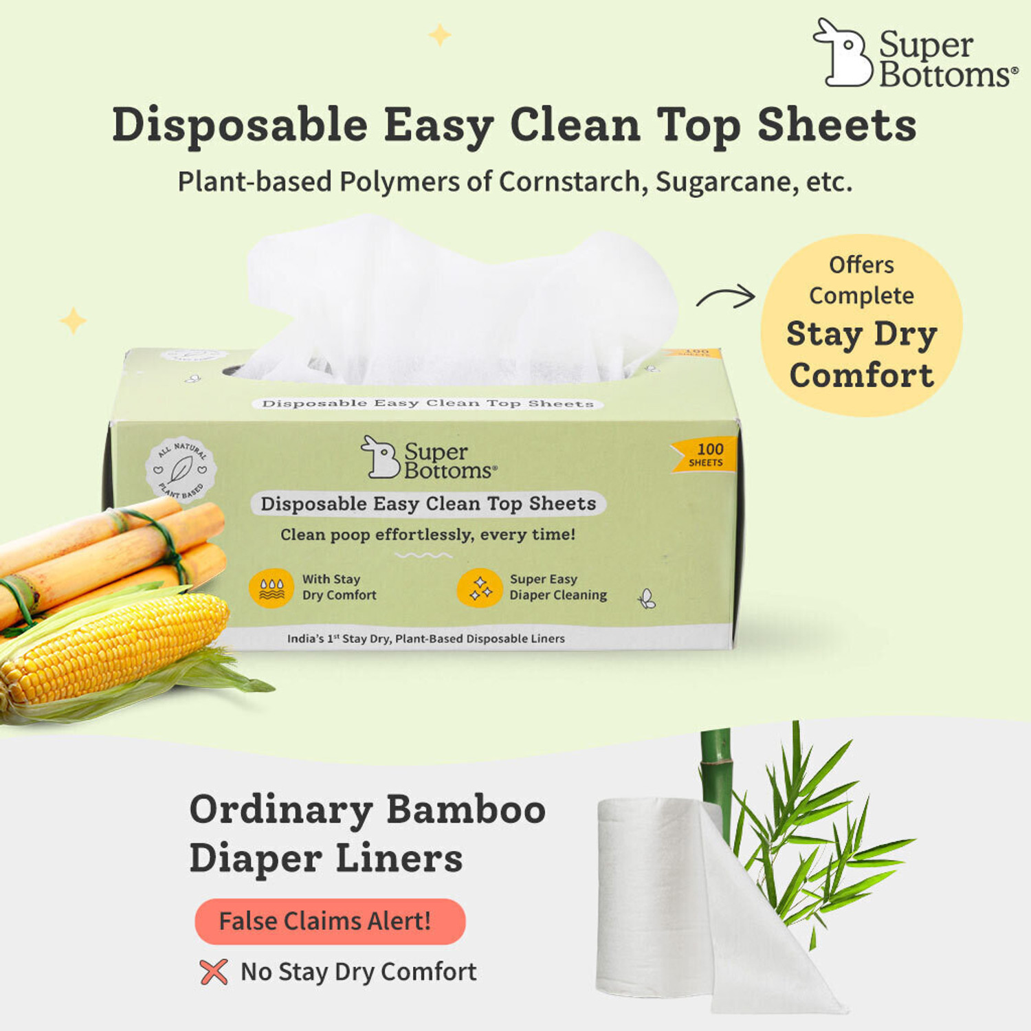 Image of Superbottoms Disposable Easy Clean Top Sheets, Diaper Liner, Toxin-Free, Biodegradable