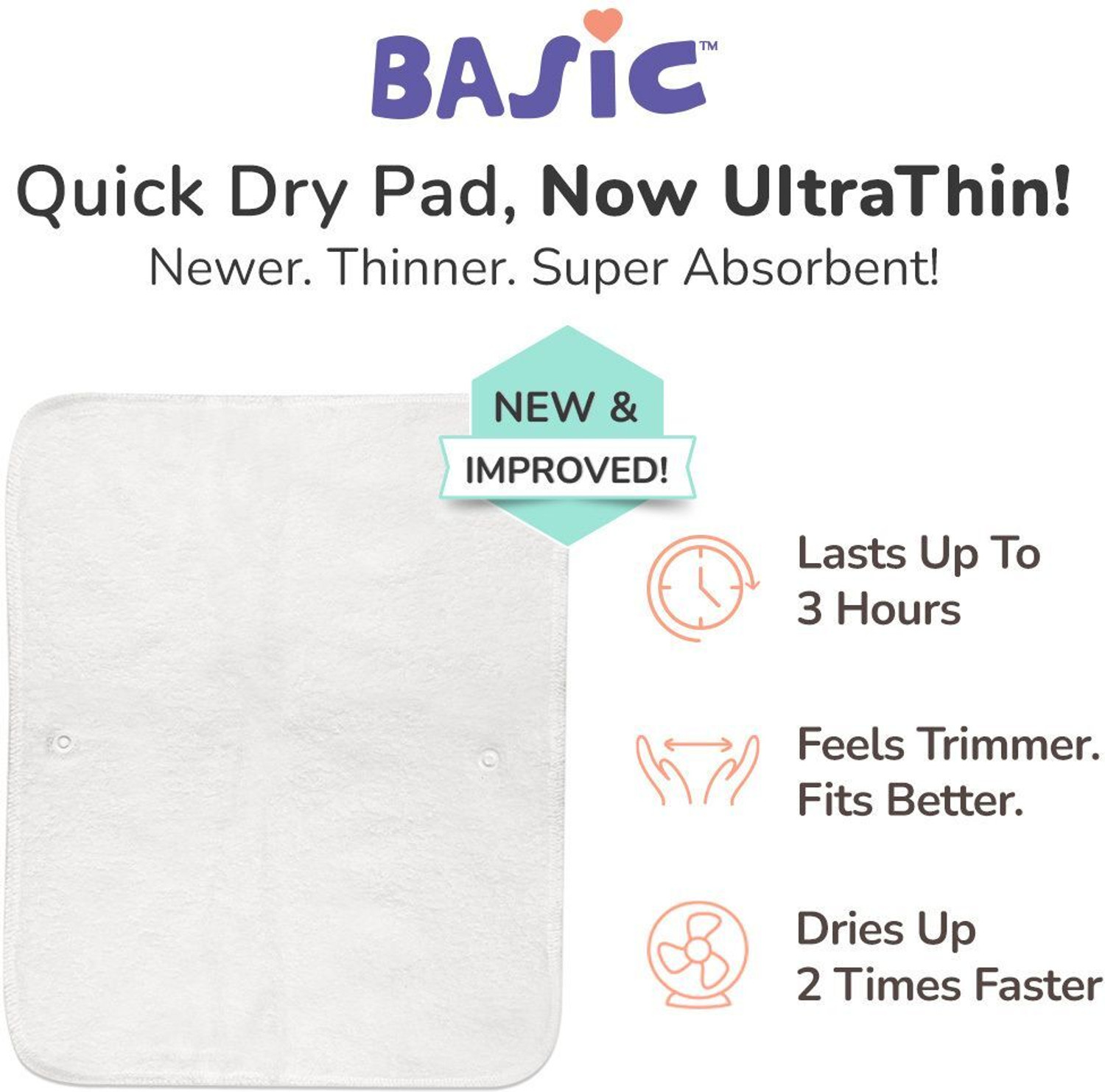 Image of Superbottoms BASIC UltraThin Dry Pads | 4 Layer Padding|Pack of 4