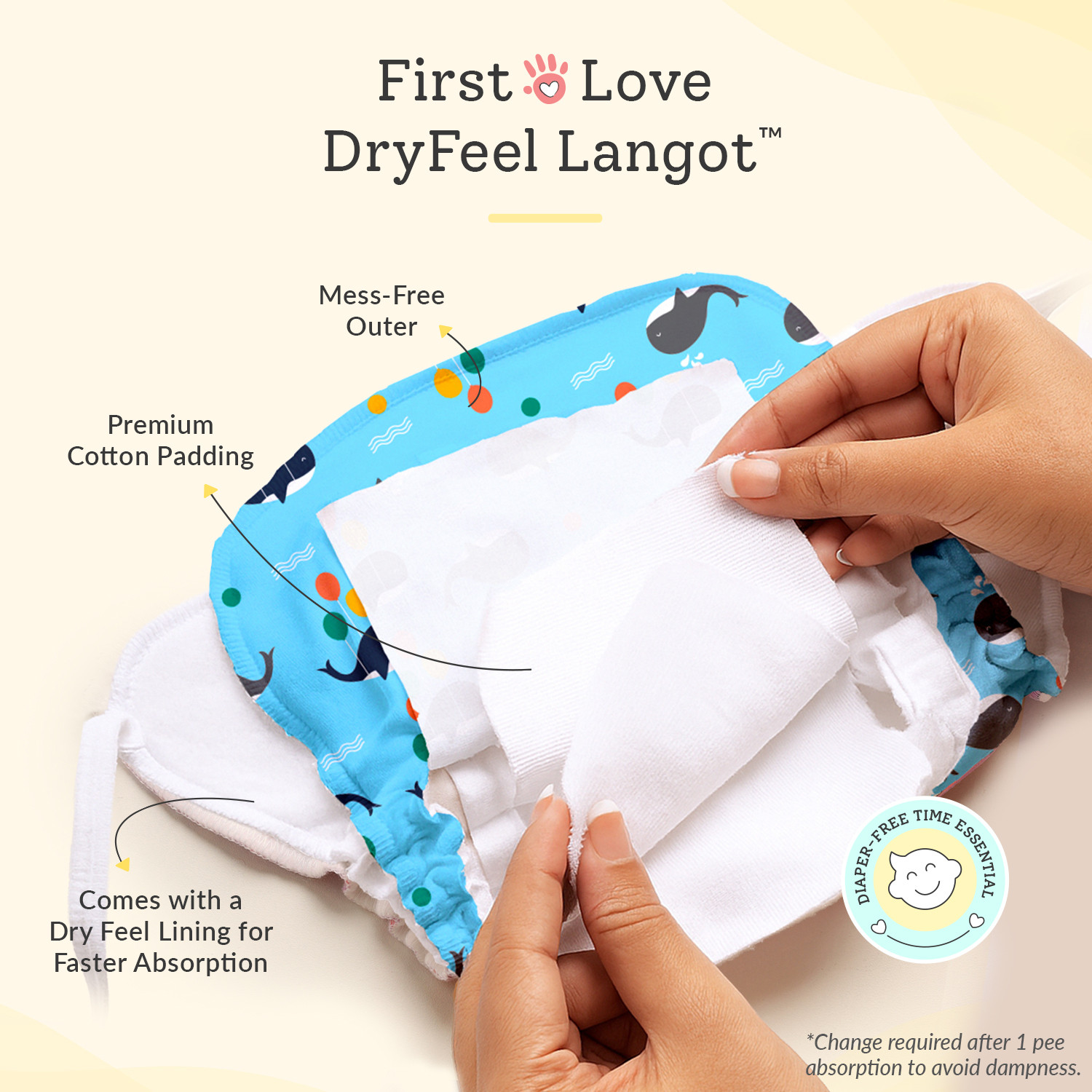 Image of Superbottoms DryFeel Langot for Newborn Baby | Premium Cotton Padding | 0 - 9M upto 5kg 12pc