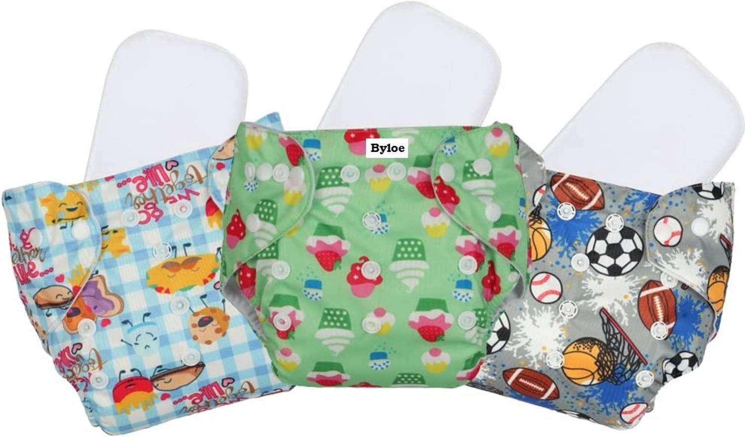 ByLoe Cloth Diapers + Insert Pad, Washable, 100% Absorption, 0 - 3 yrs