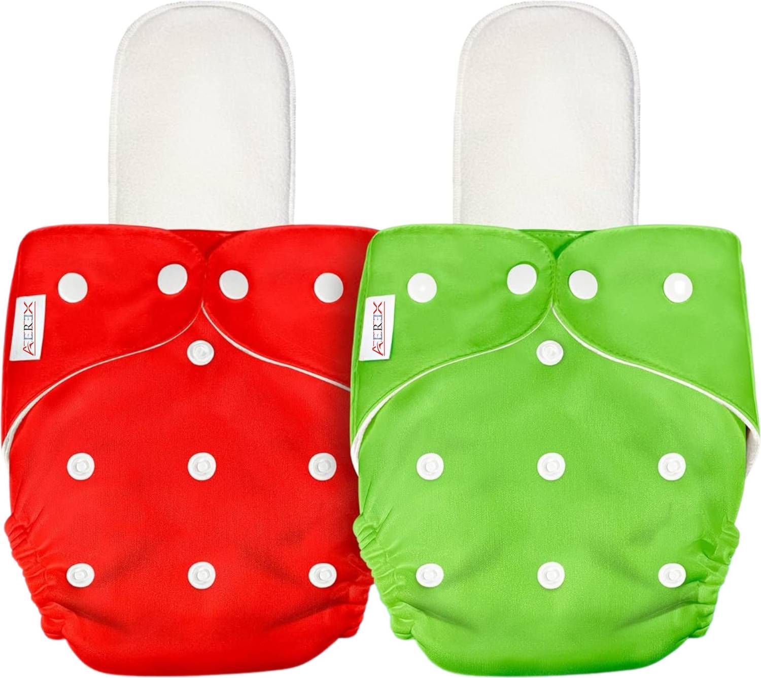 AEREX Reusable & Washable Baby Cotton 2 Cloth Diaper Nappies With White Insert Pads