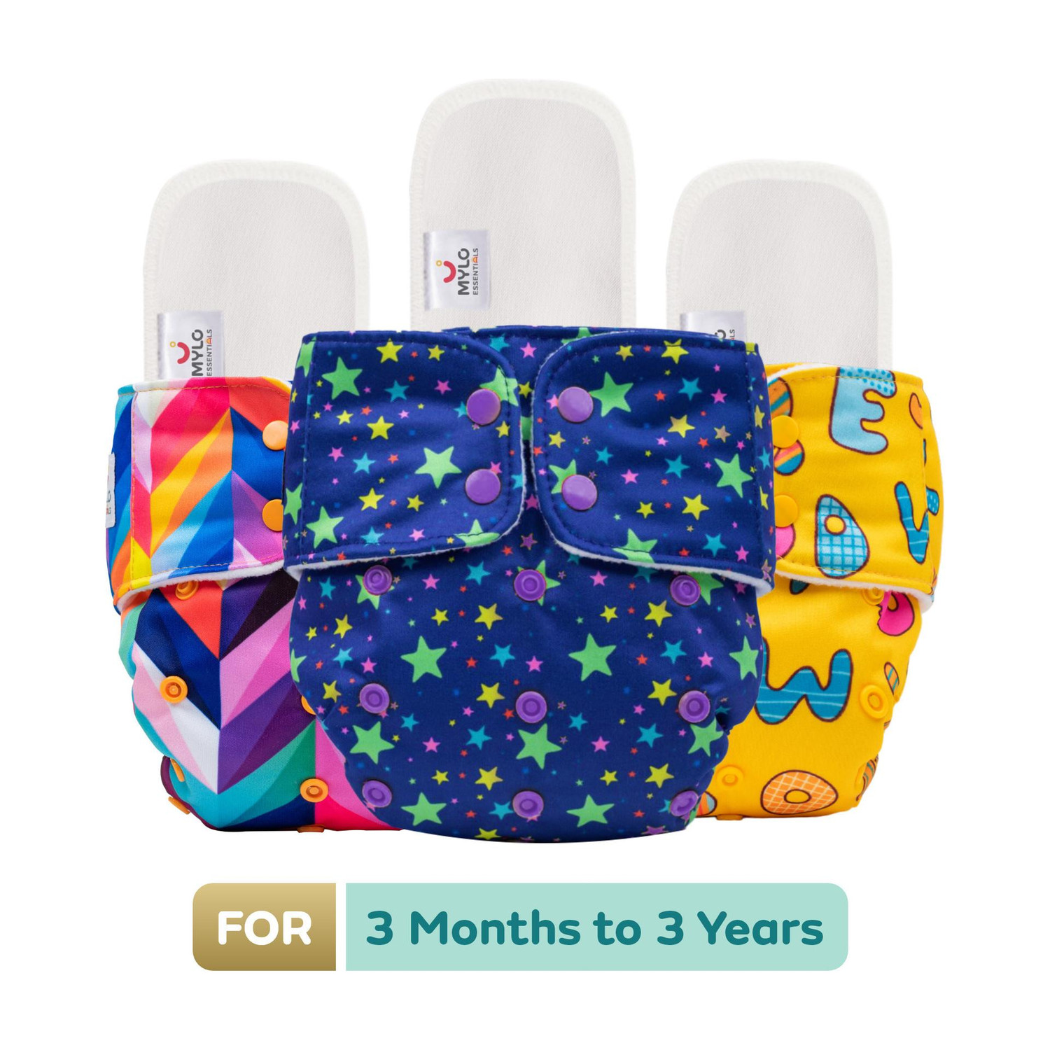 MYLO Baby Leak-Proof Baby Cloth Diaper | Reusable, Washable & Adjustable, 3M-3Y
