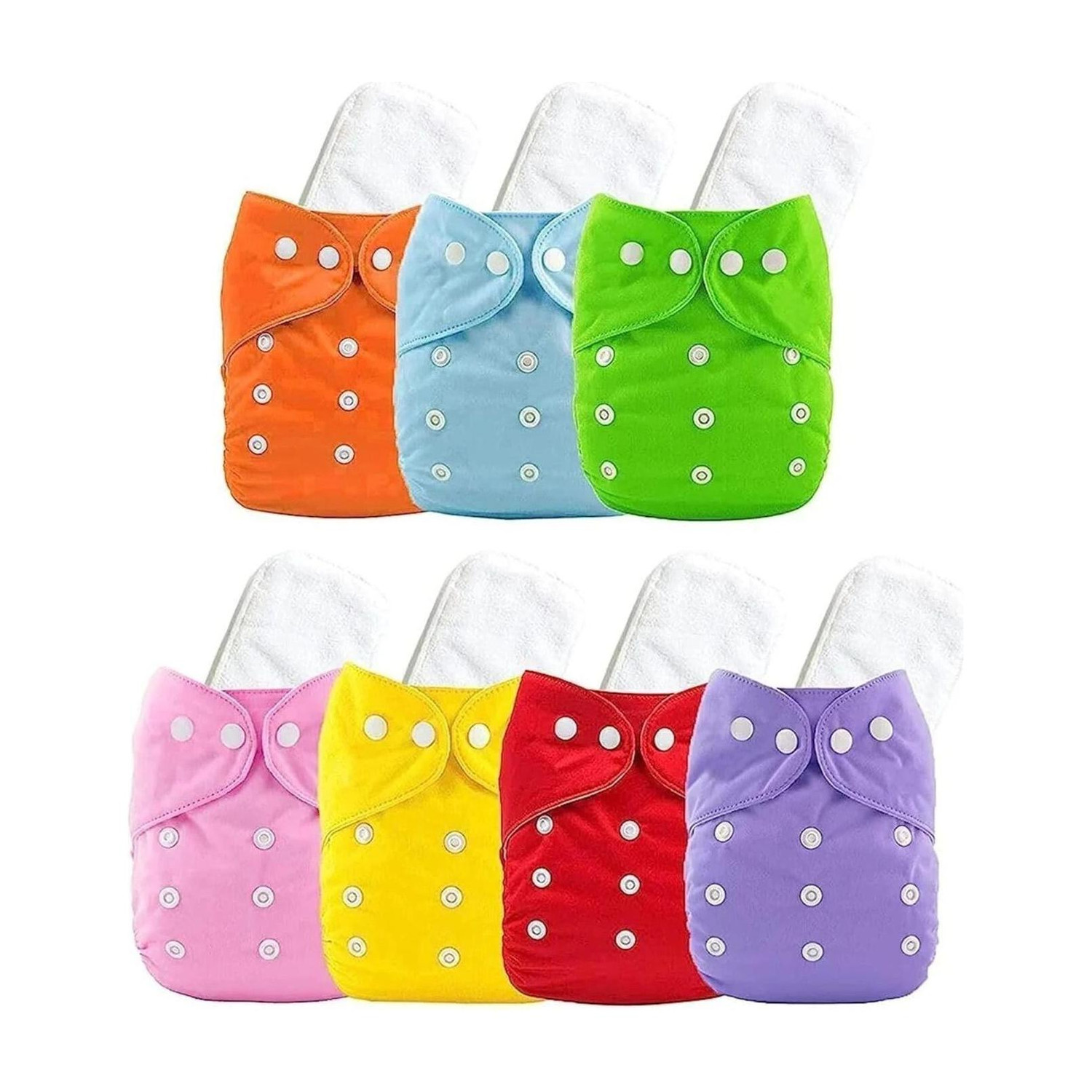 Image of AEREX Reusable Baby Cotton 4 Cloth Diapers & 4 White Insert Pads For 0 to 3 Years