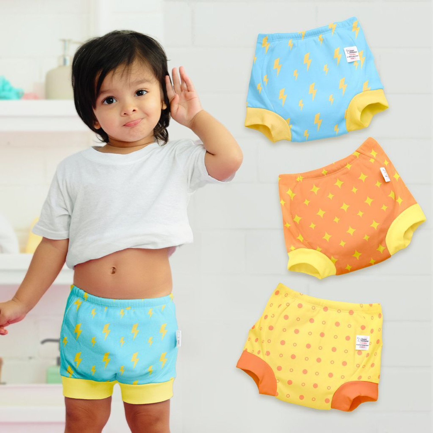 Image of Superbottoms Padded Underwear for Potty Training & Mess-Free Diaper-Free time | 9-12M | 3pcs