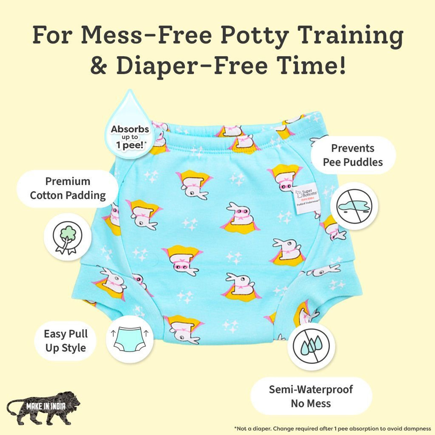 Image of Superbottoms Padded Underwear for Potty Training & Diaper Free Time | 9-12M | 12 Pack