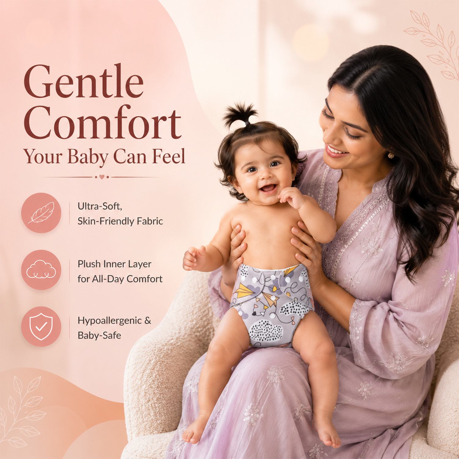 Image of MOMSARC Baby Cloth Diapers 2 Pack All Day Fresh