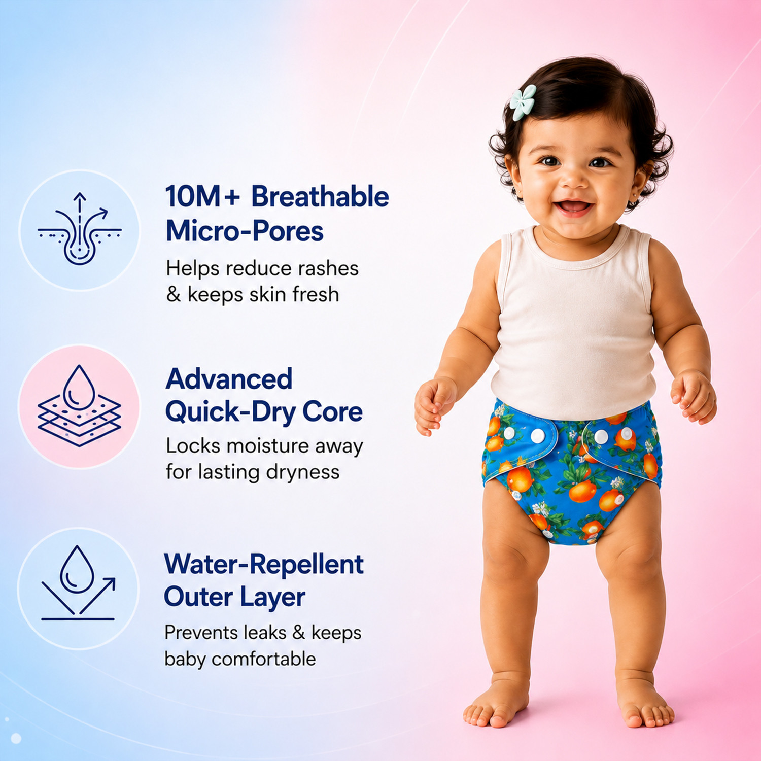 Image of MOMSARC Baby Cloth Diapers 5 Pack Pant Style