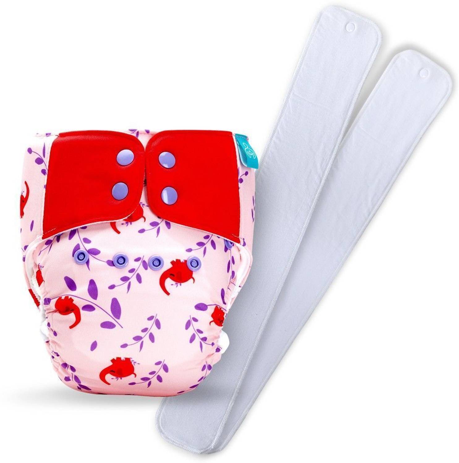 bumberry Baby Pocket Diaper 2.0- Waterproof Reusable & Adjustable Cloth Diaper with leg gusset, wetfree lining & 2 extralong 100% cotton Inserts (6 -36 months, Baby elephant)