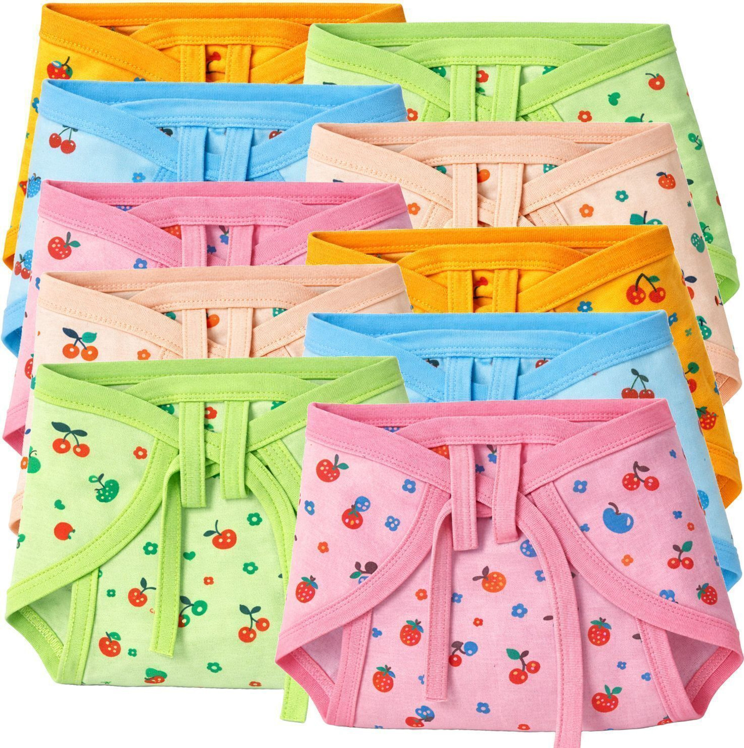 Image of DON CARE New Born Baby Hosiery Cotton Single Layer Nappies Pack Of 10(0-6 Months)
