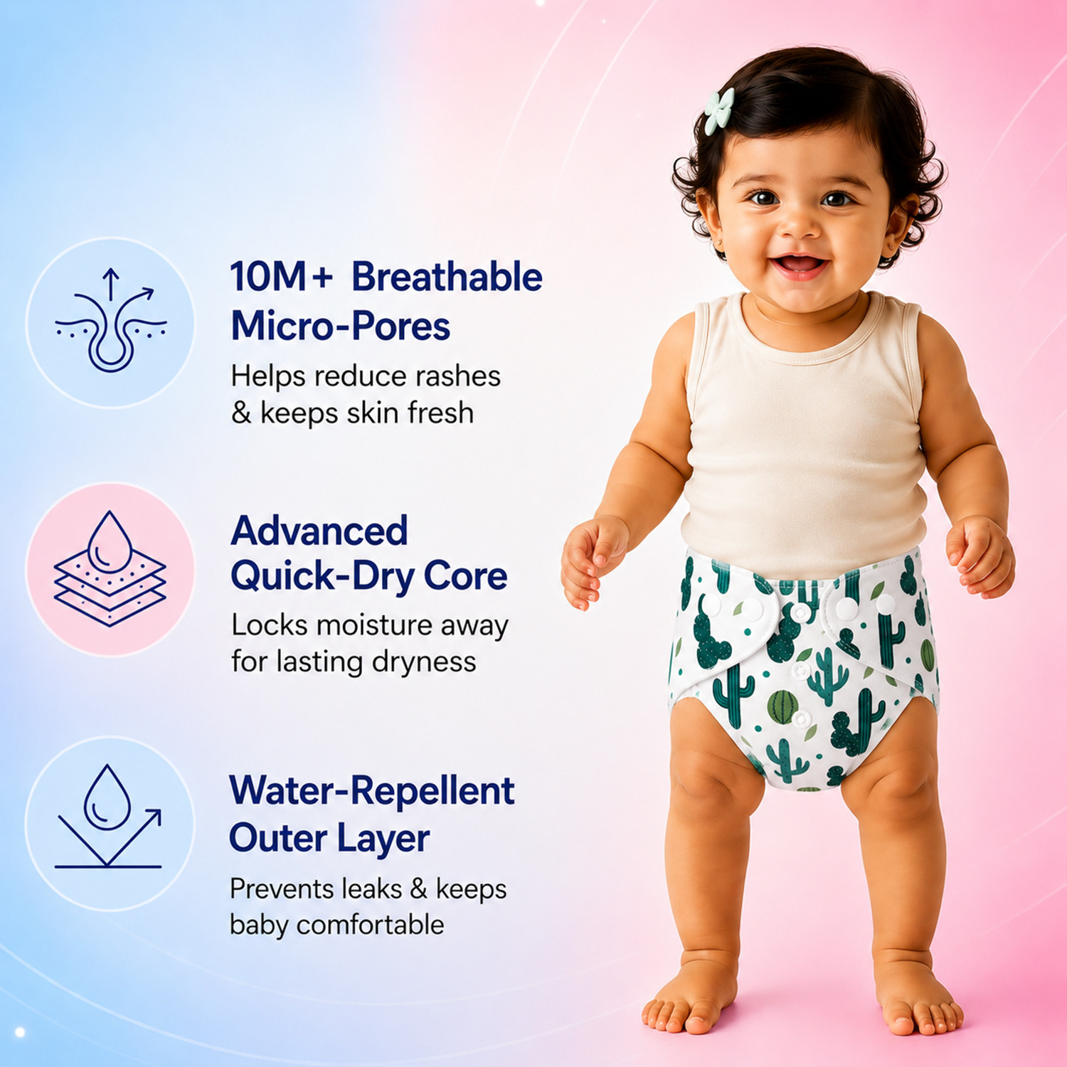 Image of MOMSARC Quick dry Baby Cloth Diapers 5 Pack