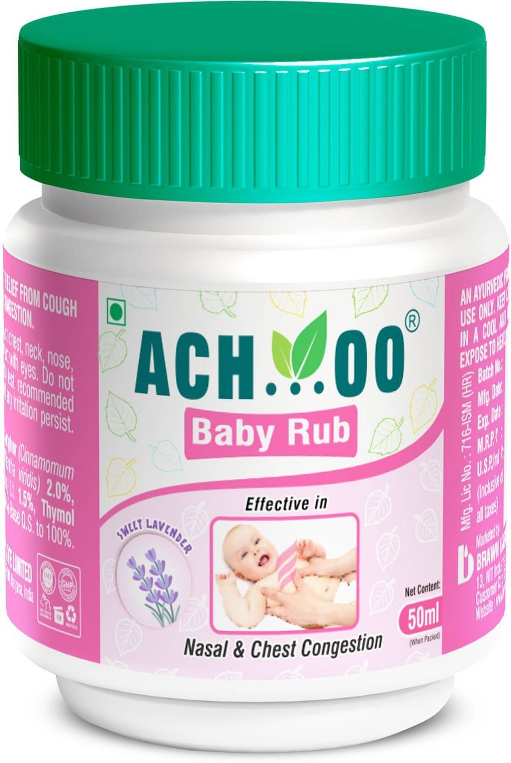 Ach...oo Ayurvedic Baby Rub for Cold, Cough, Blocked Nose, Nasal & Chest Congestion Manual Nasal Aspirator