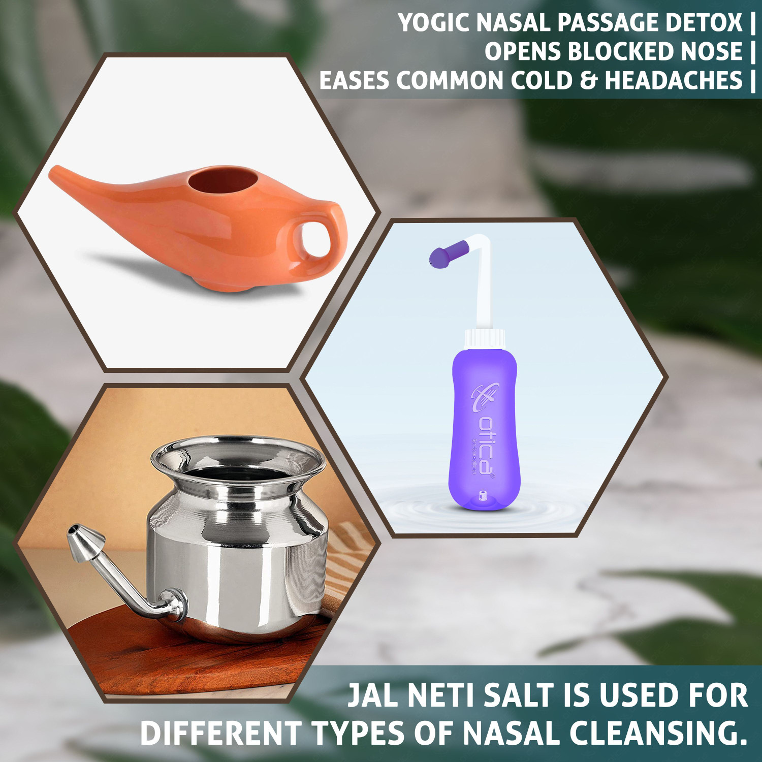 Image of OTICA Jal Neti Pots Salt for Nasal Cleansing - (5gx50 sachet) Non-Edible Saline Powder Manual Nasal Aspirator