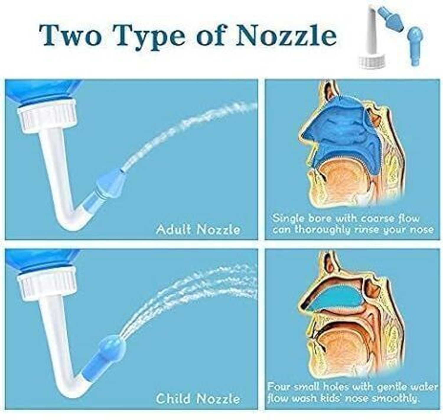 Image of Dykidrah Neti Pots for Sinus Rinse Bottle Nose Wash Manual Nasal Aspirator