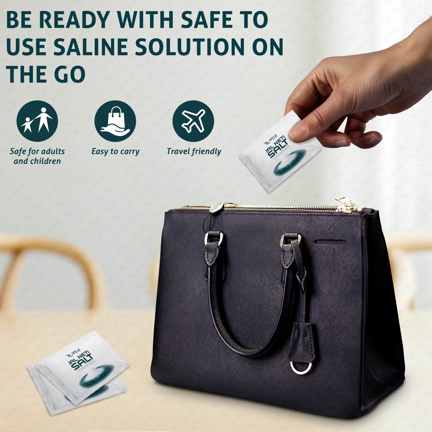 Image of OTICA Jal Neti Pots Salt for Nasal Cleansing - (5gx50 sachet) Non-Edible Saline Powder Manual Nasal Aspirator