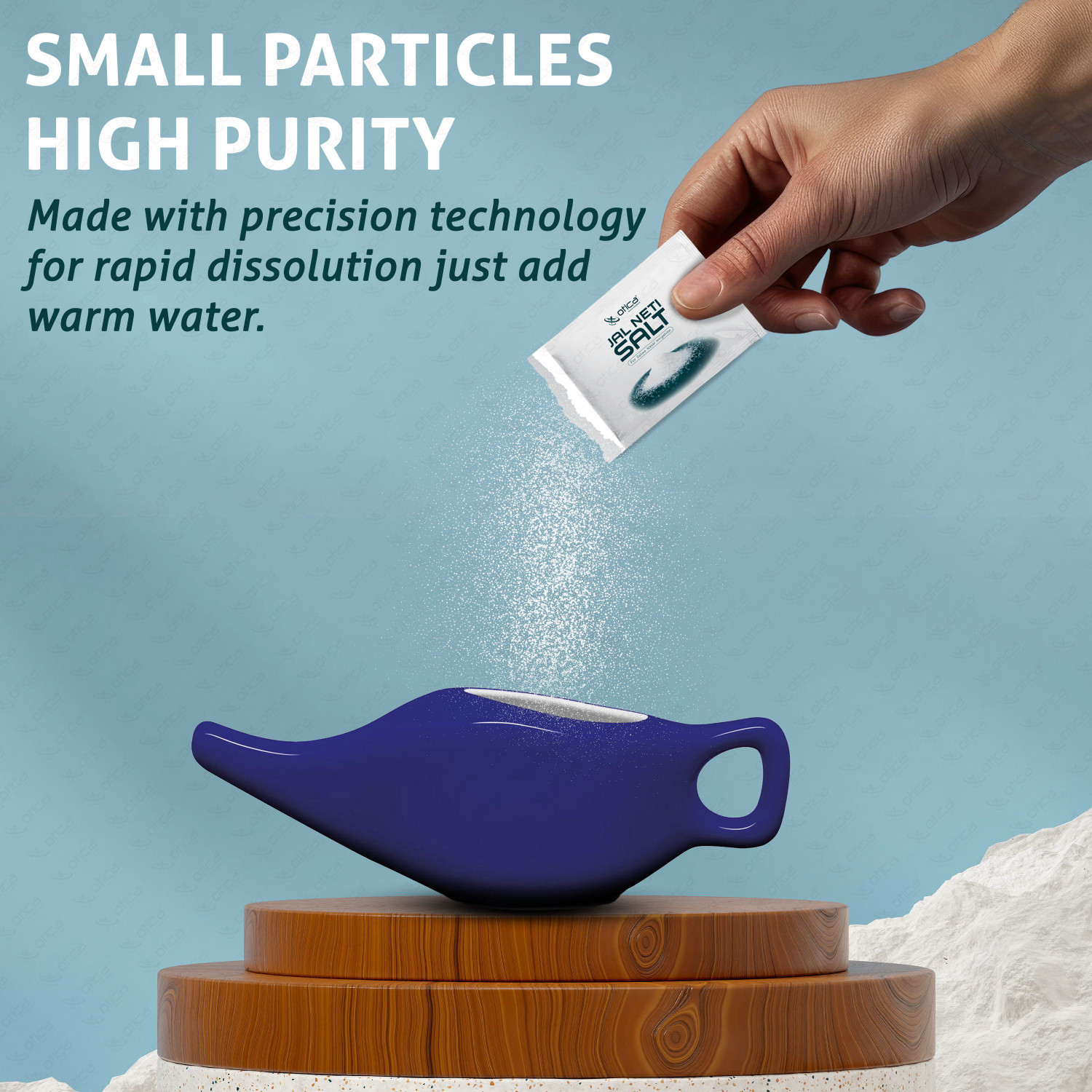 Image of OTICA Jal Neti Pots Salt for Nasal Cleansing - (5gx50 sachet) Non-Edible Saline Powder Manual Nasal Aspirator