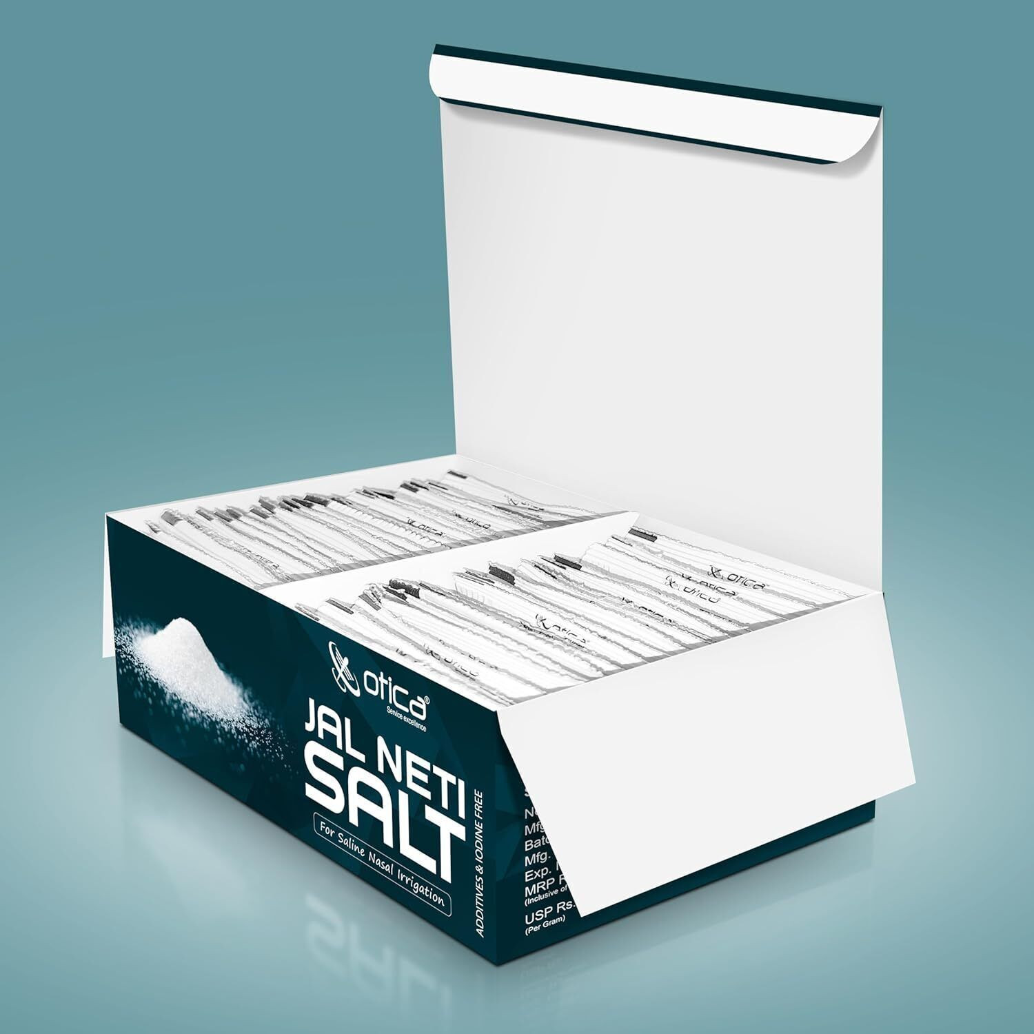 Image of OTICA Jal Neti Pots Salt for Nasal Cleansing - (5gx50 sachet) Non-Edible Saline Powder Manual Nasal Aspirator