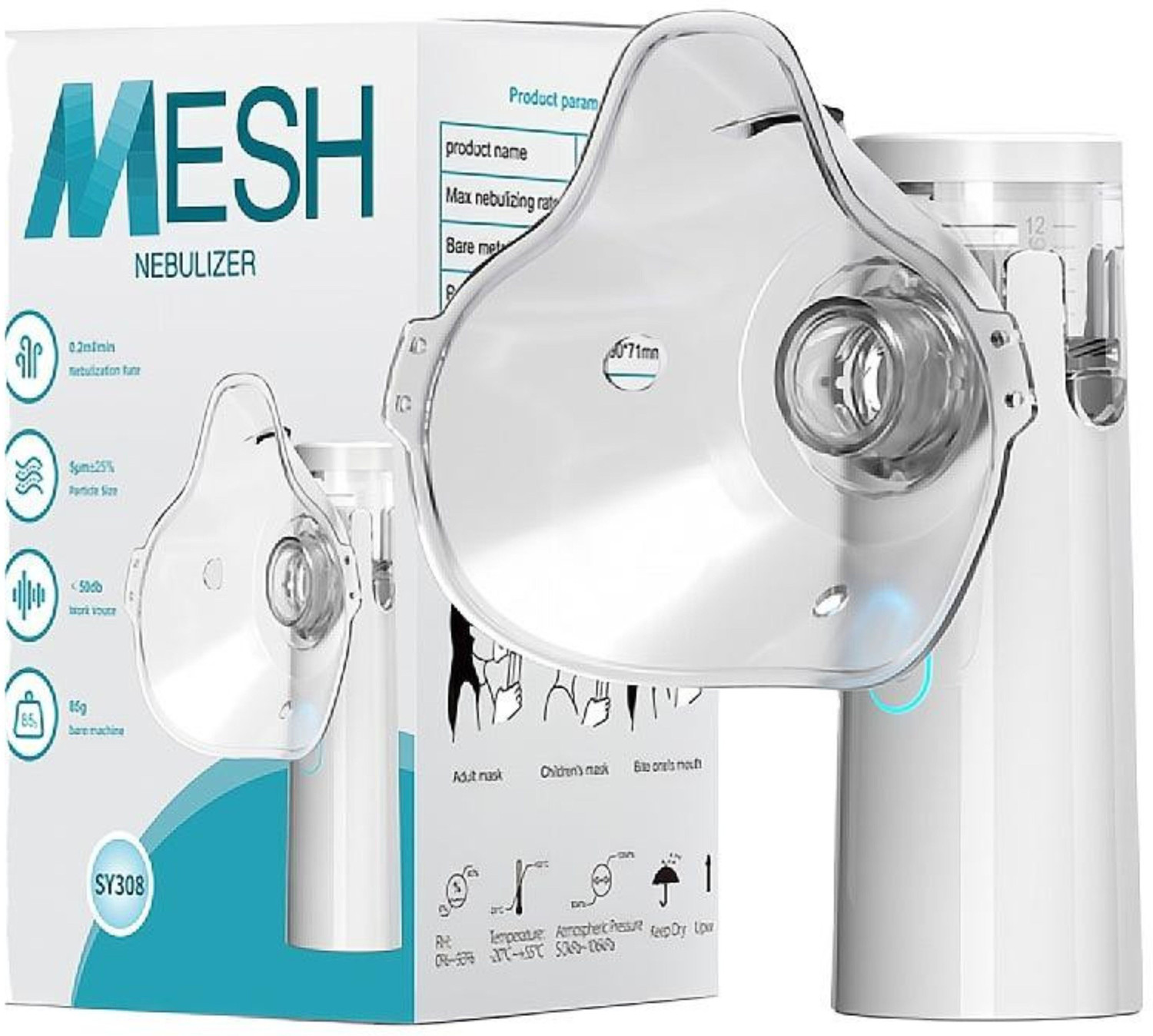 Image of Accutrust Portable Mesh Nebulizer Machine for Adults & Kids - USB Rechargeable Nebulizer