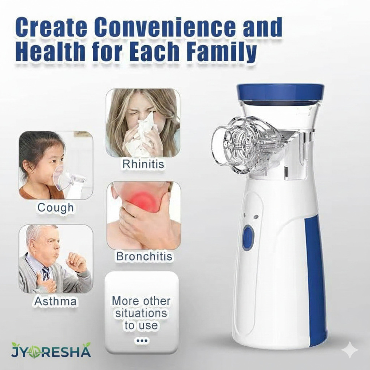 Image of JYORESHA Portable Mesh Nebulizer for Kids & Adults Compact, Quiet & Fast Nebulizer
