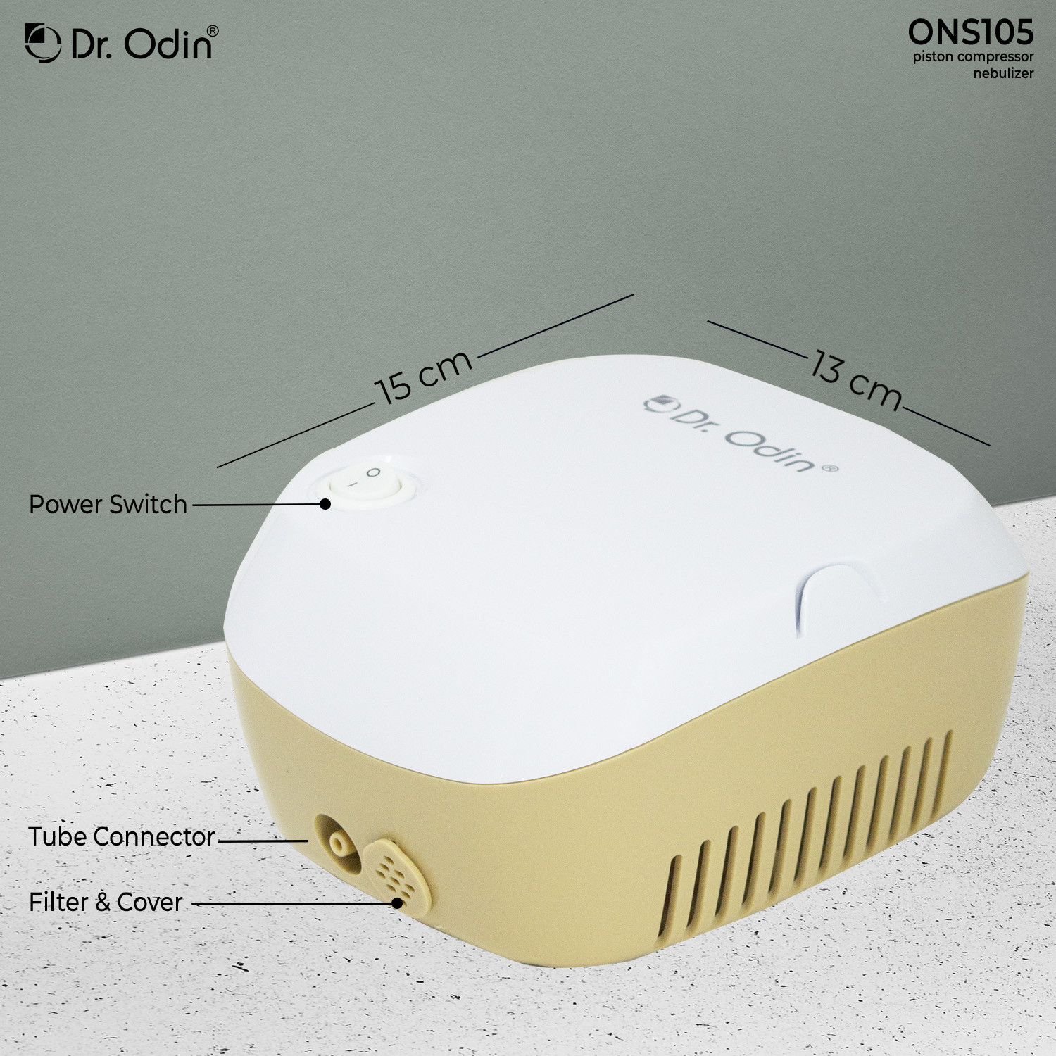 Image of Dr. Odin ONS-105 Piston Compressor Nebulizer Complete Kit with Child and Adult Mask Nebulizer