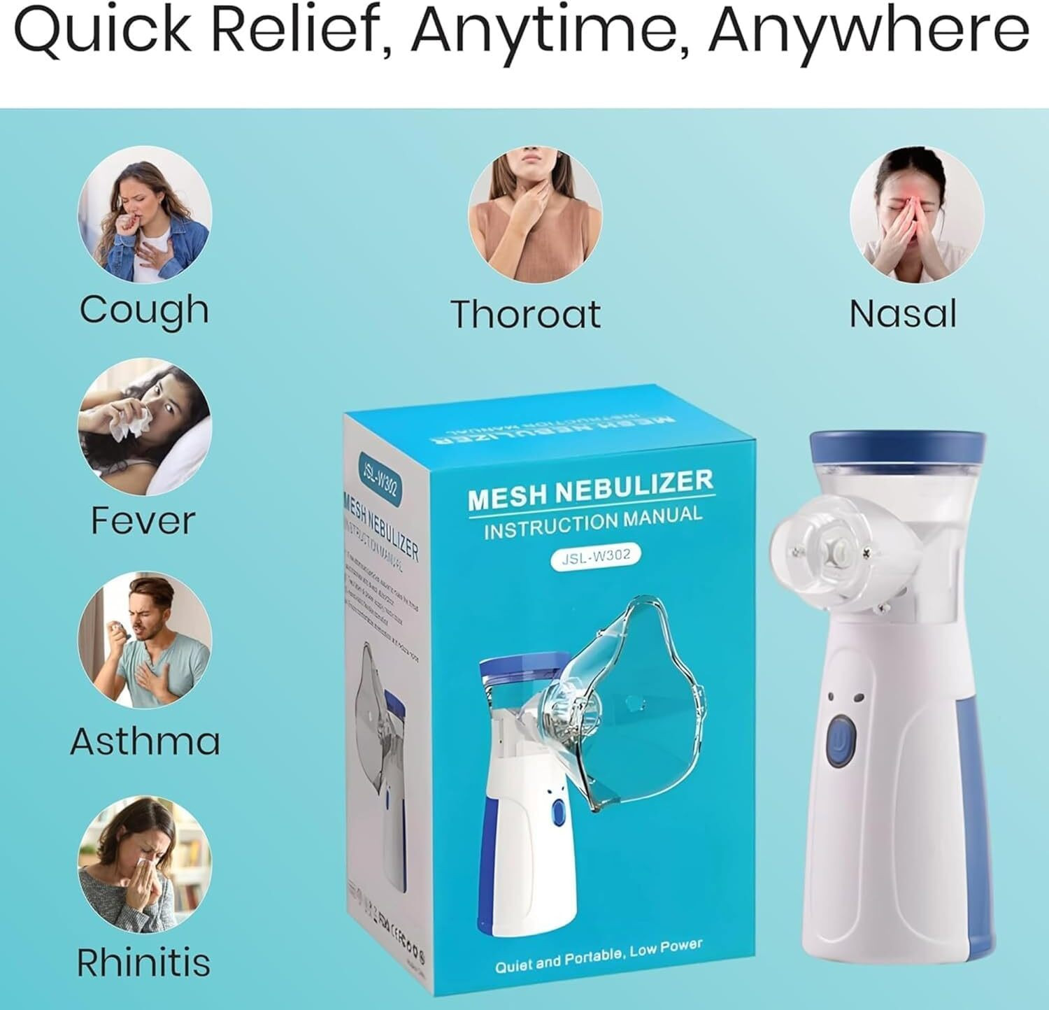Image of VshFactory Portable Mesh Nebulizer Machine for Adults & Kids Nebulizer (White)