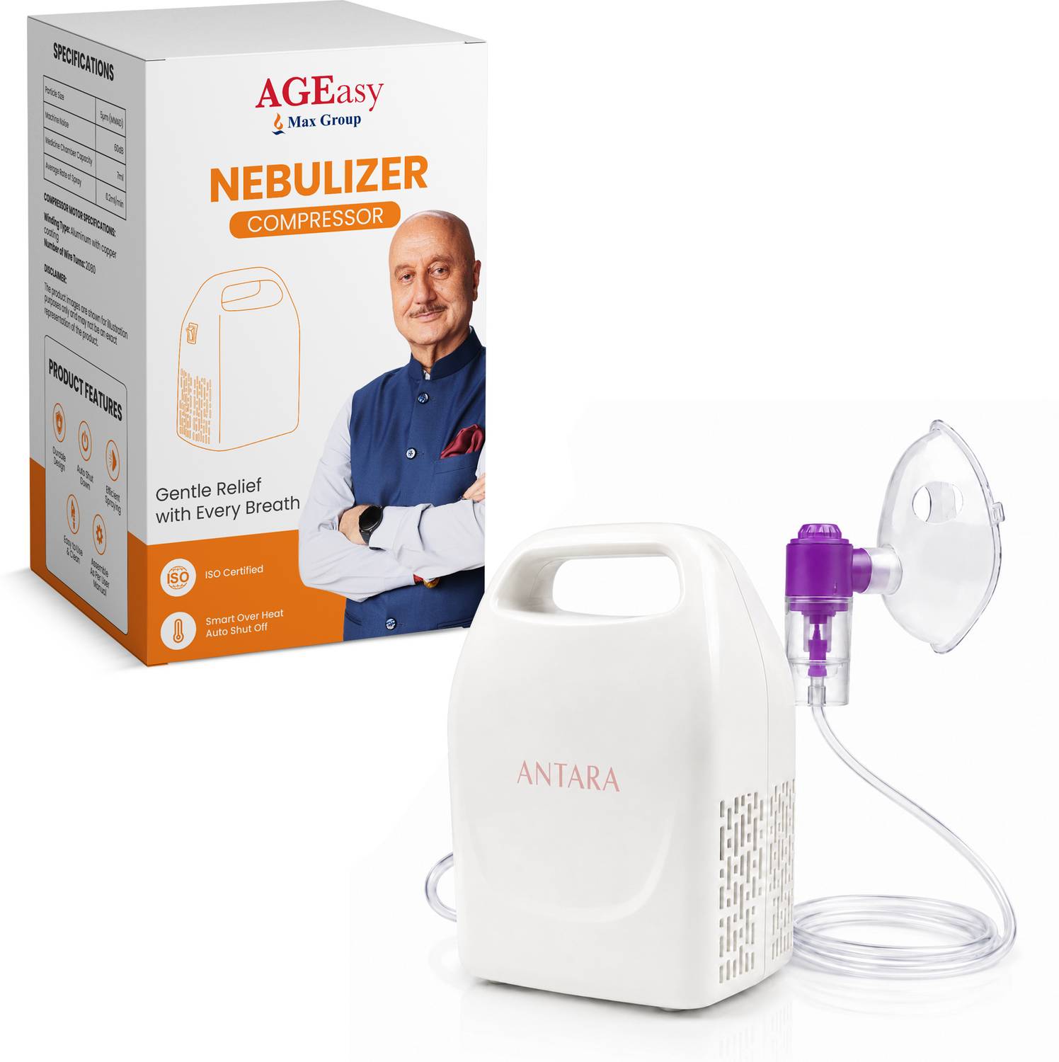 AGEasy (Max Group) Nebulizer Portable Nebulization Machine with Mouth Piece, Child & Adult Mask,