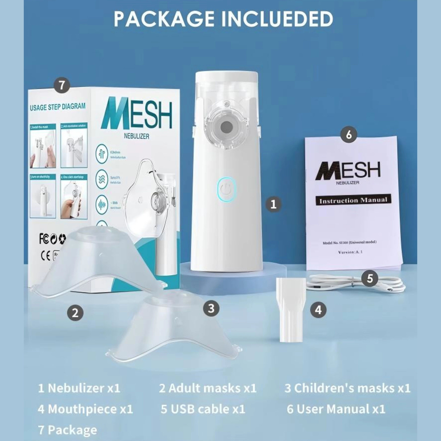 Image of Accutrust Portable Mesh Nebulizer Machine for Adults & Kids - USB Rechargeable Nebulizer