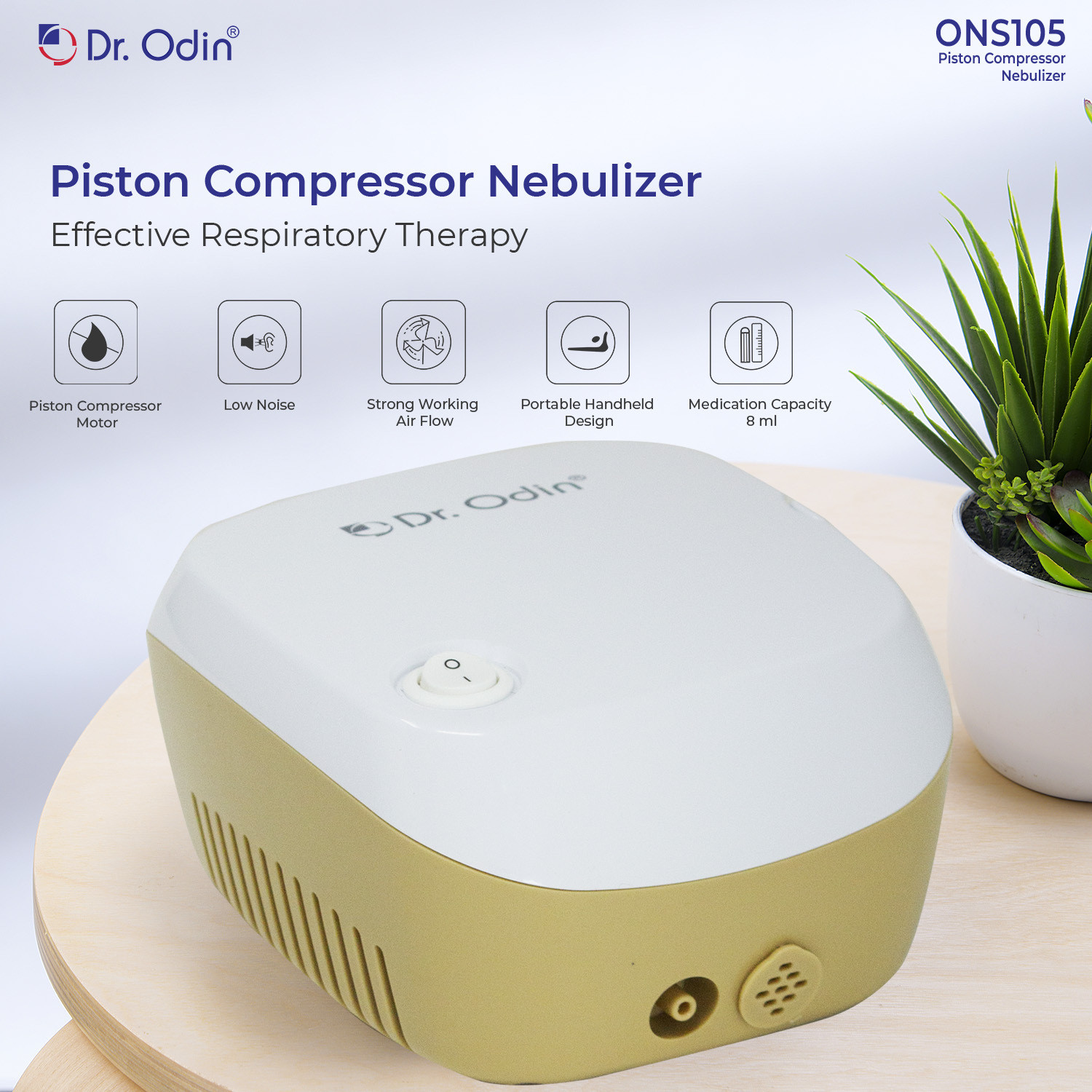 Image of Dr. Odin ONS-105 Piston Compressor Nebulizer Complete Kit with Child and Adult Mask Nebulizer