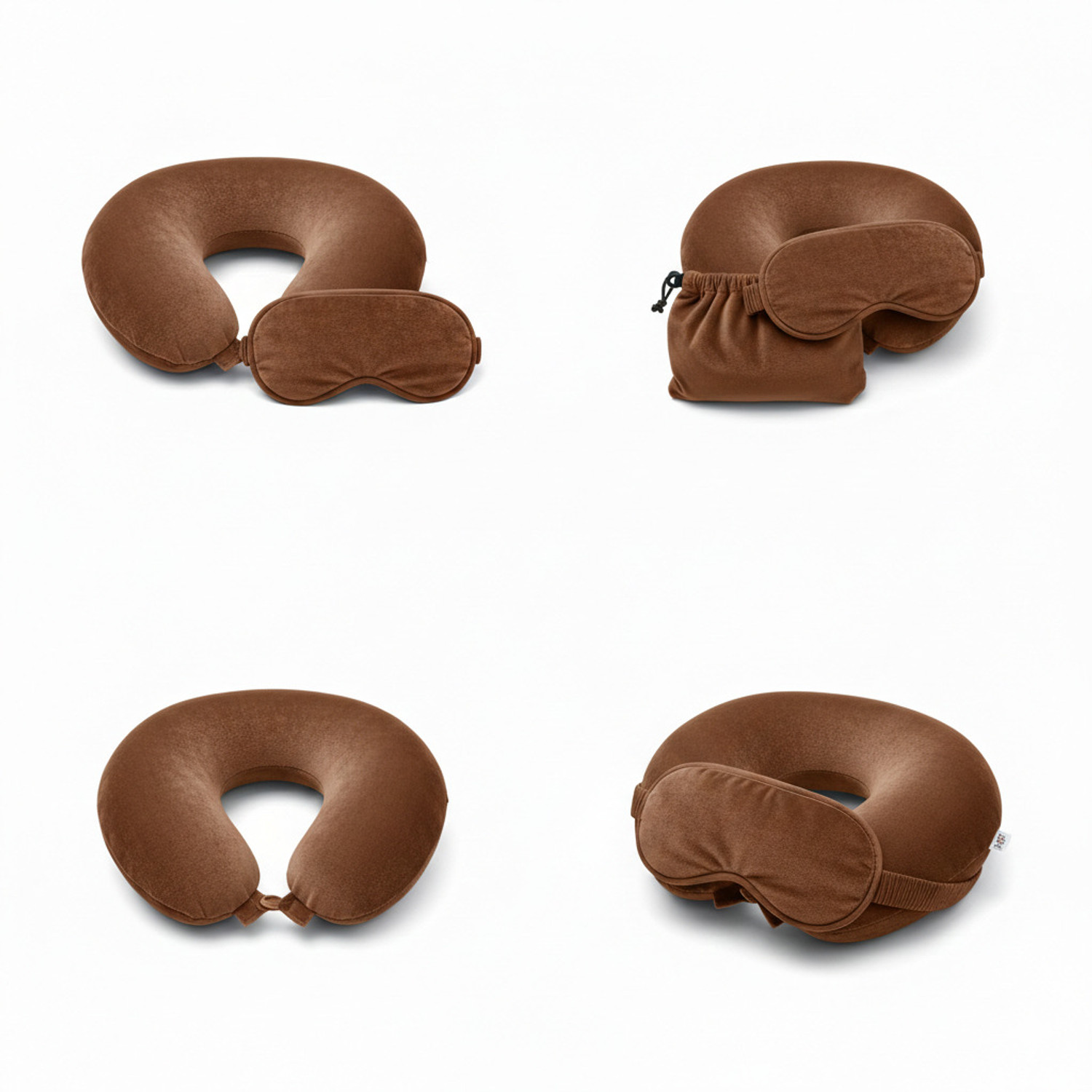 Image of softvibes creations Fiber Filled U Shape Pillow | Soft Comfortable Head & Neck Support(brown) Neck Pillow & Eye Shade