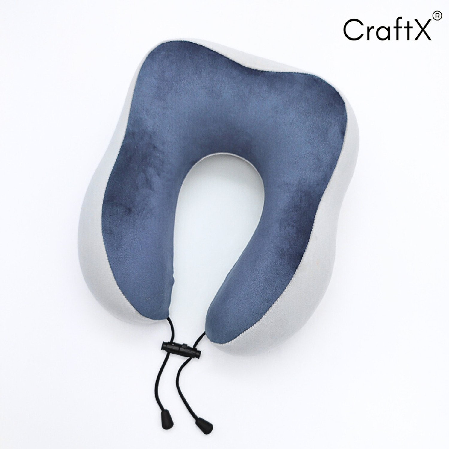 Image of craftx Memory Foam Travel Neck Pillow | Dual Color Blue-Grey | Ergonomic 360 Support Neck Pillow
