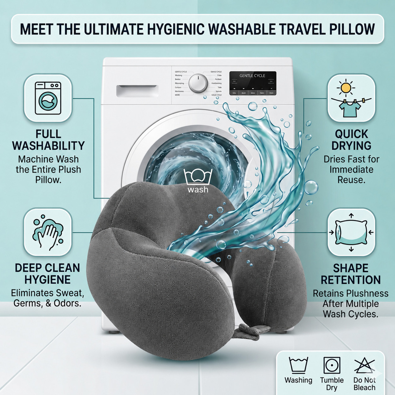 Image of Vibento 360 Neck Support Travel Pillow for Flight, Car & Office Comfort Neck Pillow & Eye Shade
