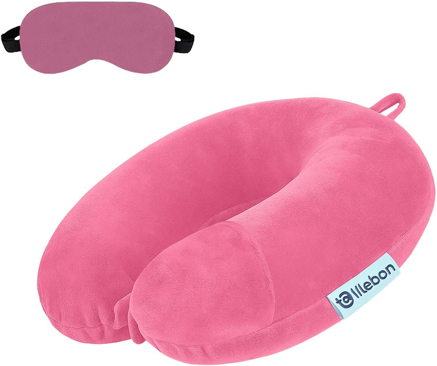 Billebon Premium Fiber Travel Adjustable 360 Degree Support Headrest Airplane Neck Pillow & Eye Shade