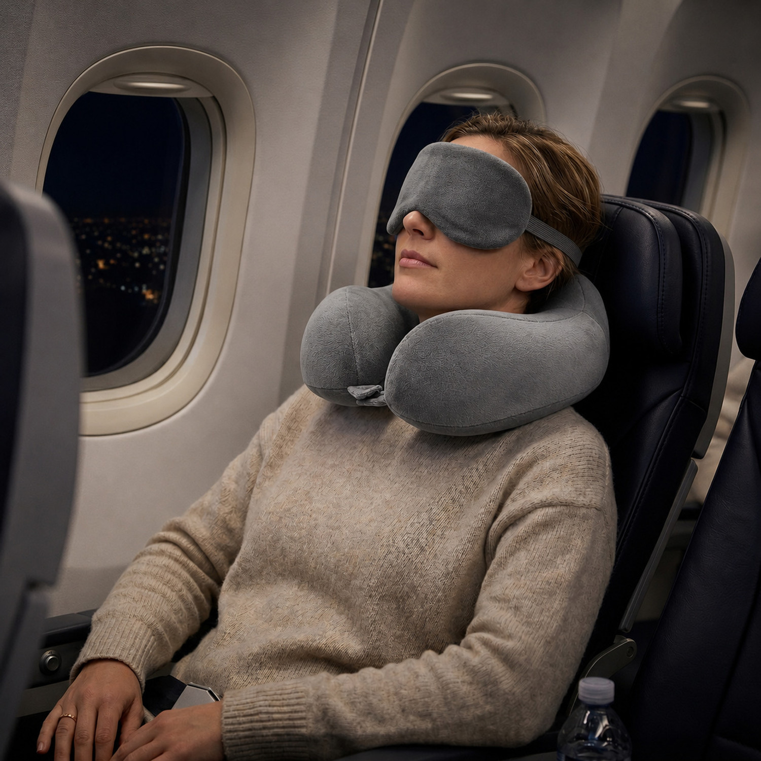 Image of Vibento 360 Neck Support Travel Pillow for Flight, Car & Office Comfort Neck Pillow & Eye Shade