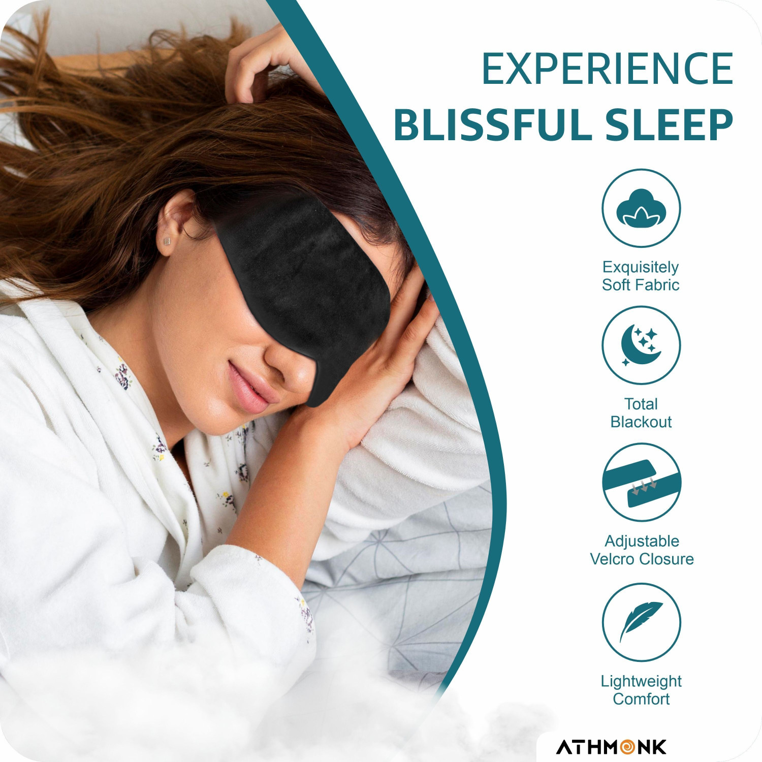 Image of Athmonk Extra-Wide Eye Mask For Sleeping With Velcro Strap Eye Shade