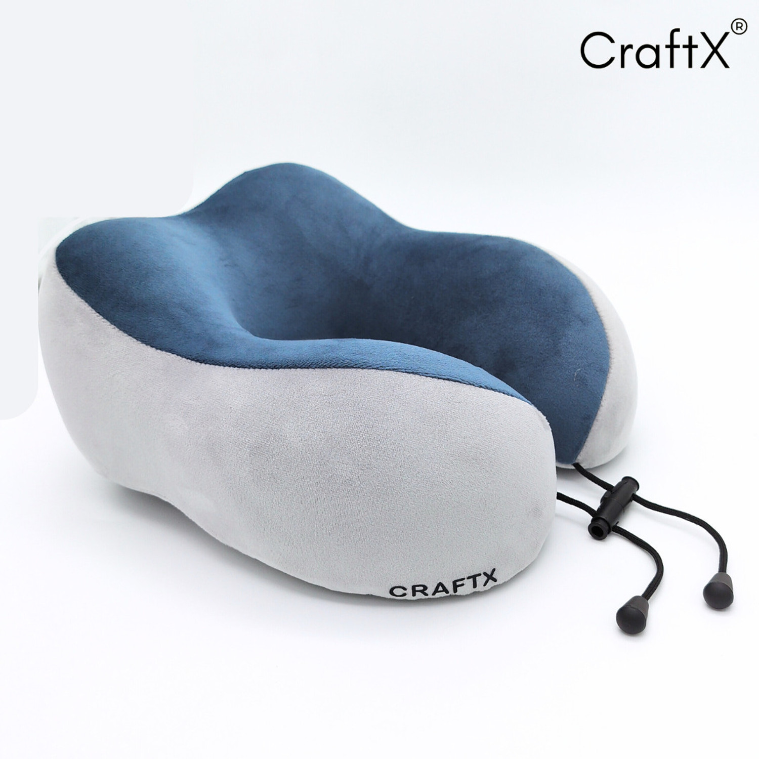 Image of craftx Memory Foam Travel Neck Pillow - Ultimate Comfort & Support for Every Journey Neck Pillow (Blue, Grey)