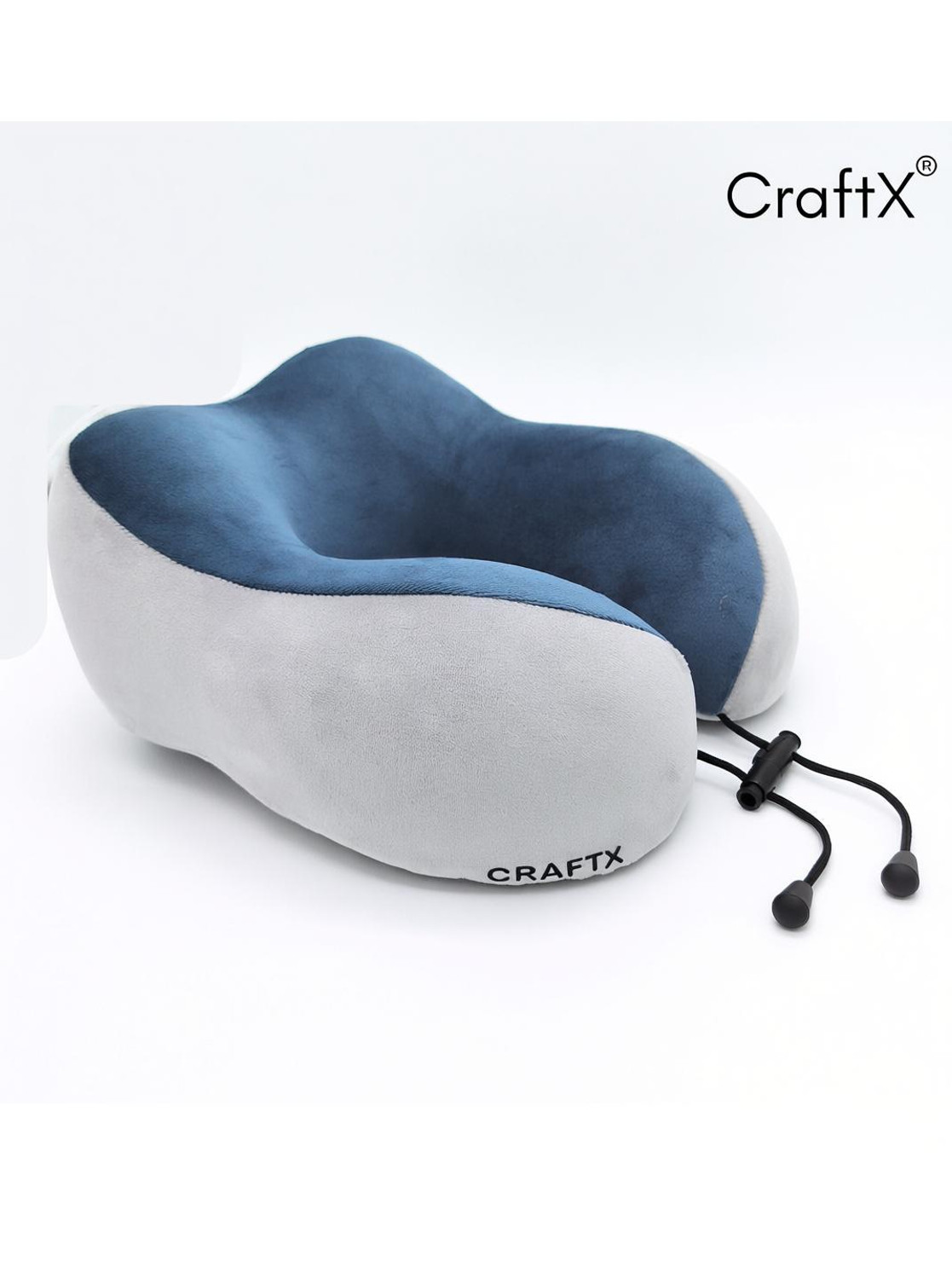 Image of craftx Memory Foam Travel Neck Pillow | Dual Color Blue-Grey | Ergonomic 360 Support Neck Pillow