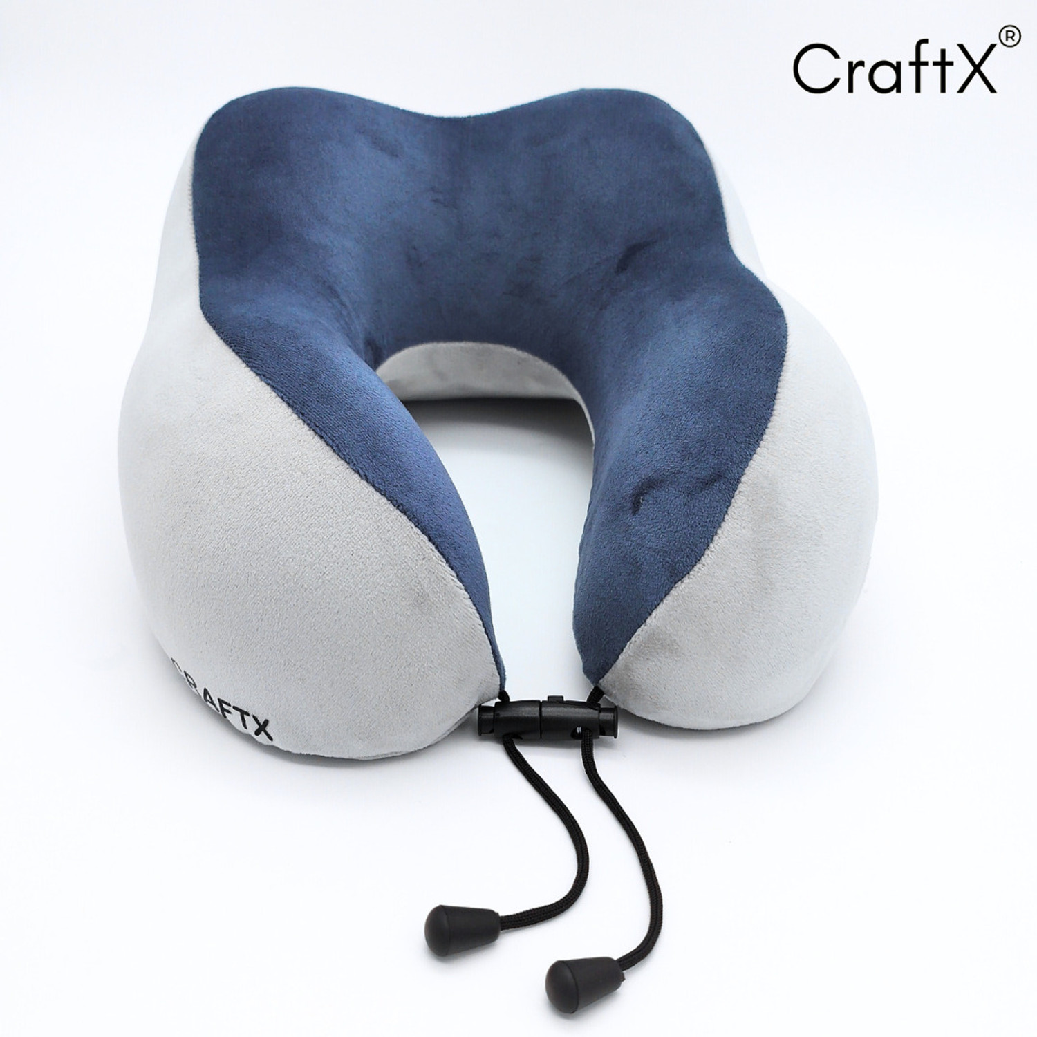 Image of craftx Memory Foam Travel Neck Pillow | Dual Color Blue-Grey | Ergonomic 360 Support Neck Pillow
