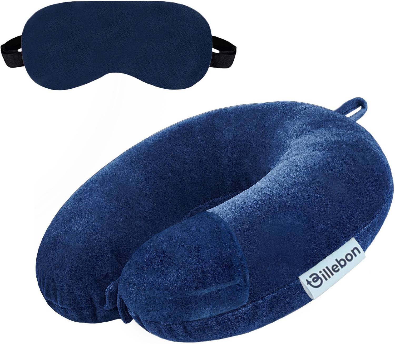 Billebon Premium Fiber Travel Adjustable 360 Degree Support Headrest Airplane Neck Pillow & Eye Shade