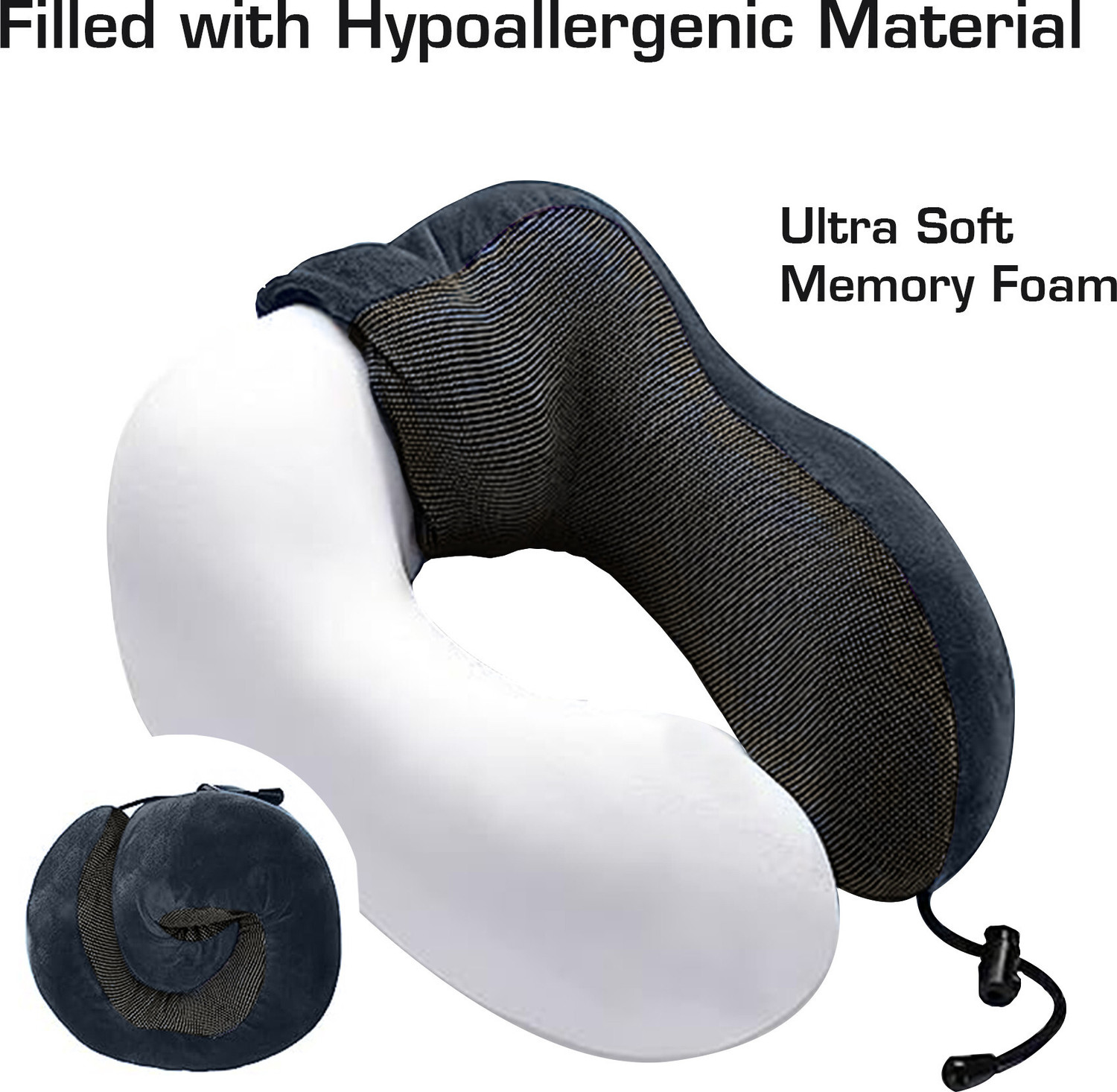 Image of Greeli Premium Memory Foam Travel Neck Pillow Lightweight Combo of Carry Bag, Ear Plug, Neck Pillow & Eye Shade