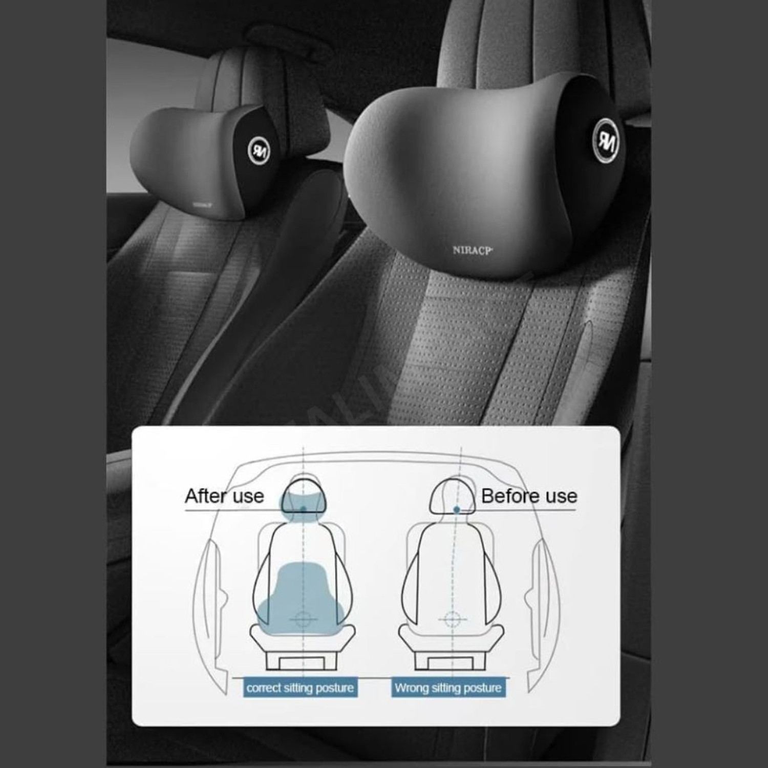 Image of IDEALIMPACT Doctor Neck Pain Relief For Long Drive Car Seat Back Head Rest Memory Foam Car Neck Pillow