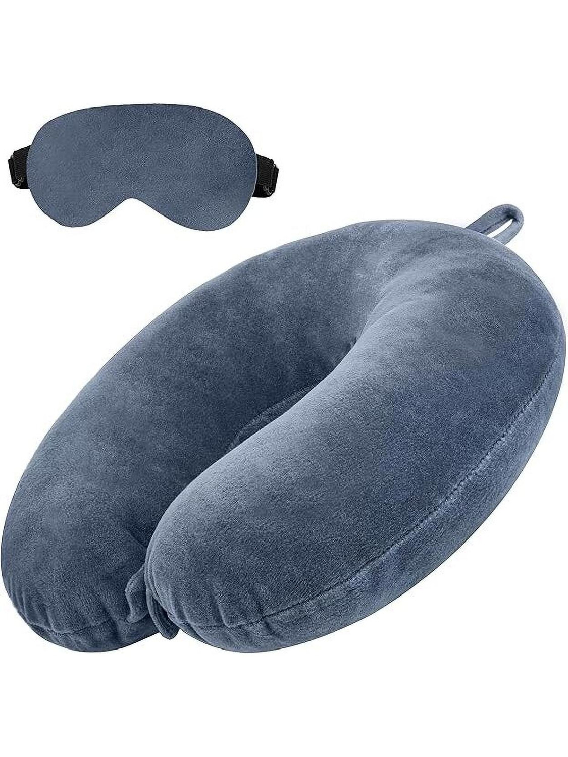 Image of JSR MART New Velvet Unisex U Shaped Micro Fiber Cushion Rest With Mask Neck Pillow & Eye Shade (Grey)