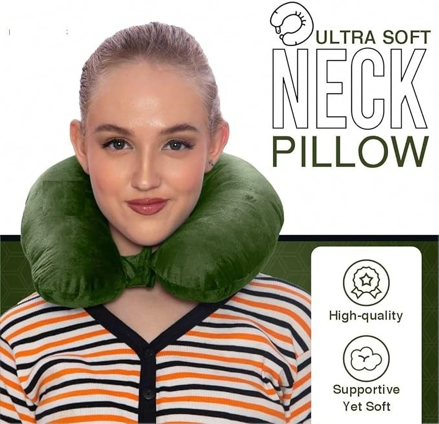 Image of J S R Neck Pillow for Travel in Flight /Car /Train for Sleeping, Neck Support Neck Pillow & Eye Shade