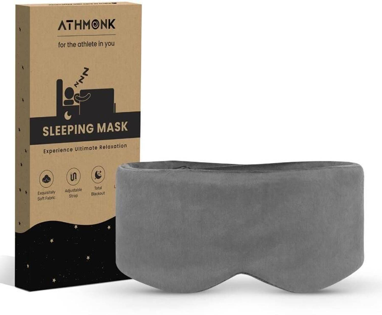Athmonk Extra-Wide Eye Mask For Sleeping With Velcro Strap Eye Shade